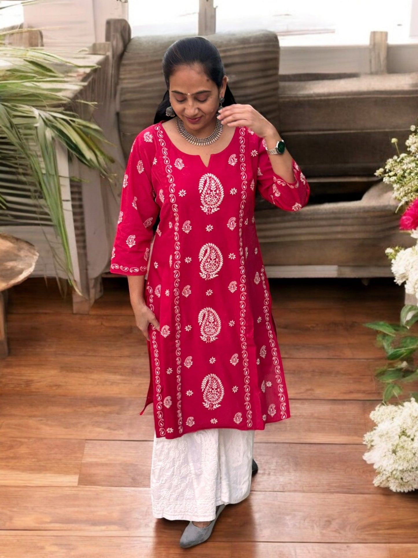EXCLUSIVE MAGENTA PINK HANDCRAFTED KURTI