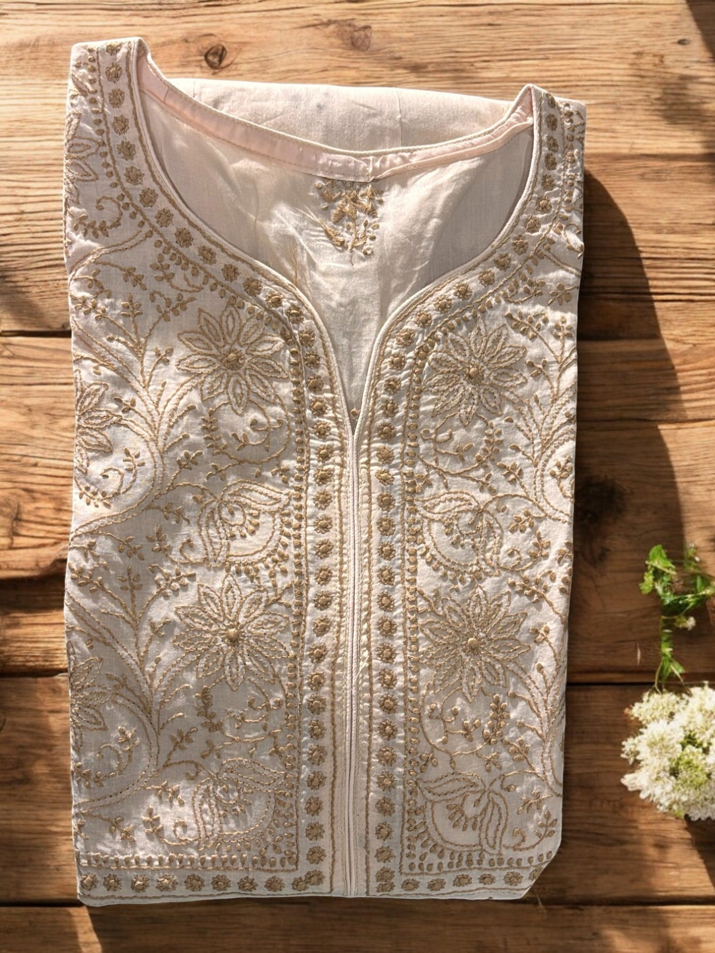 PREMIUM CHANDERI COTTON ANARKALI NOORI -COFFEE CREAM