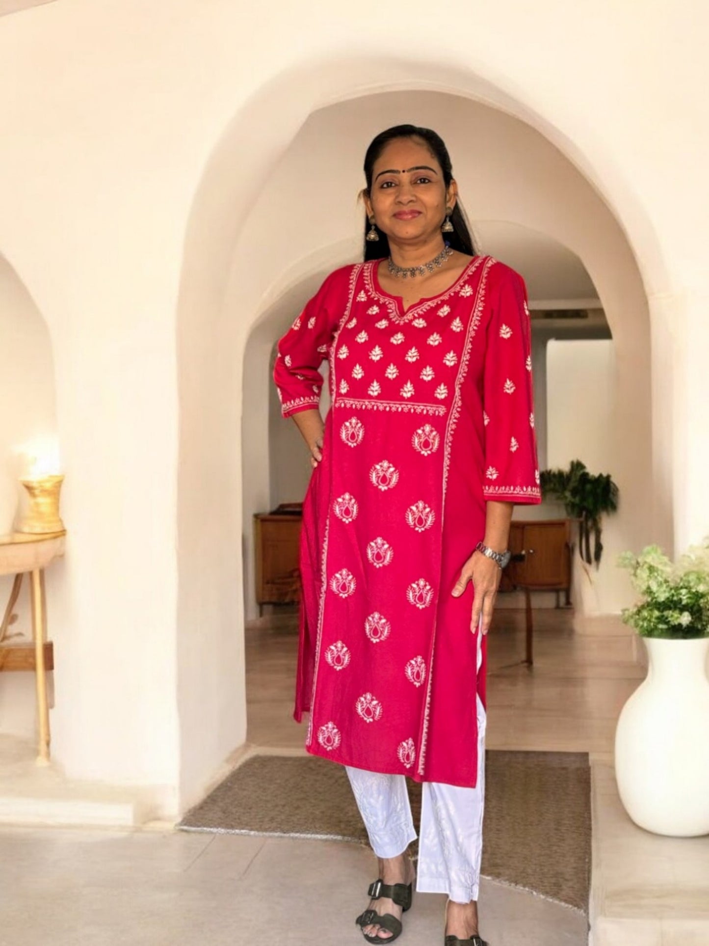 EXCLUSIVE MAGENTA PINK HANDCRAFTED KURTI