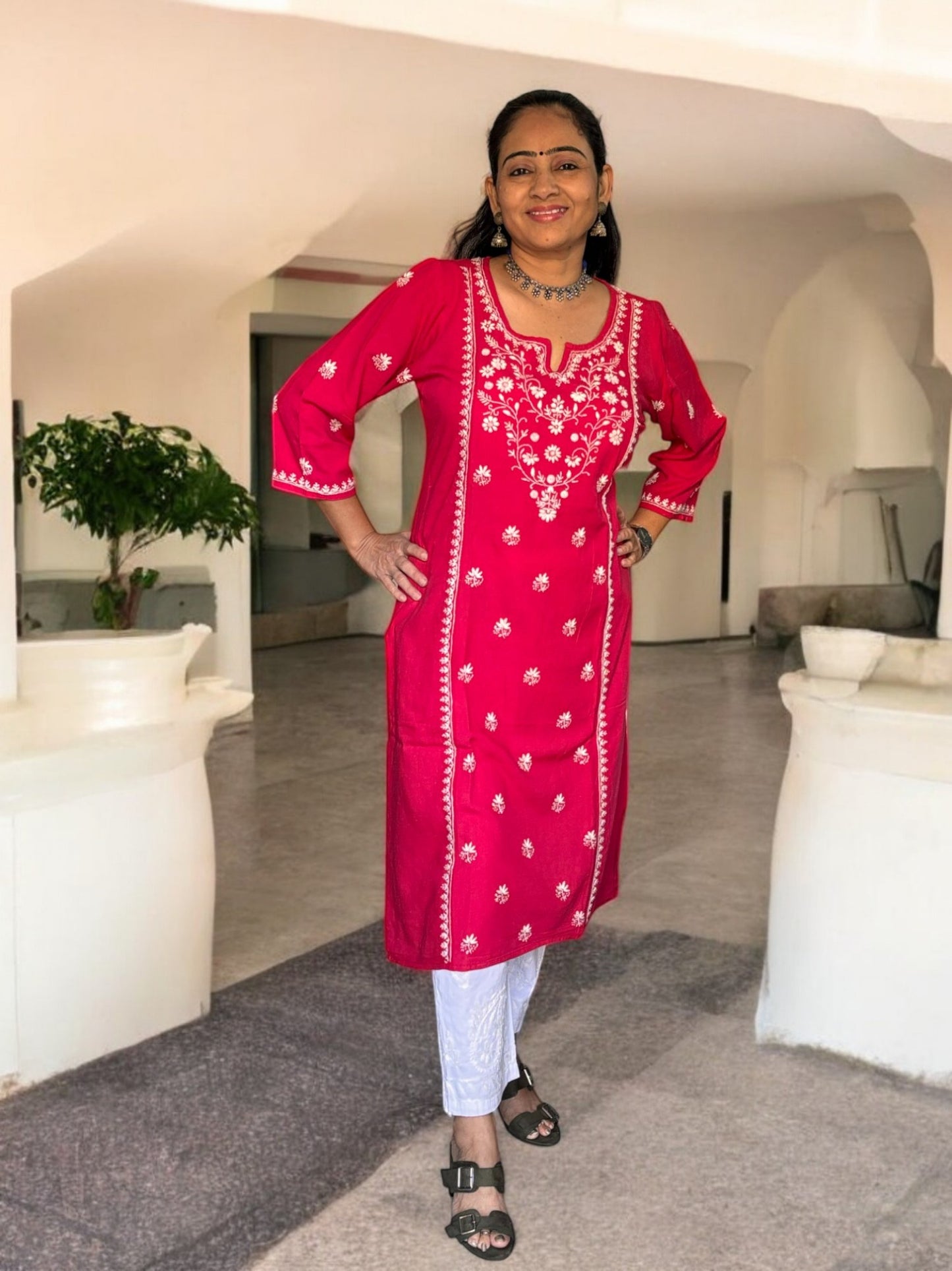 EXCLUSIVE MAGENTA PINK HANDCRAFTED KURTI