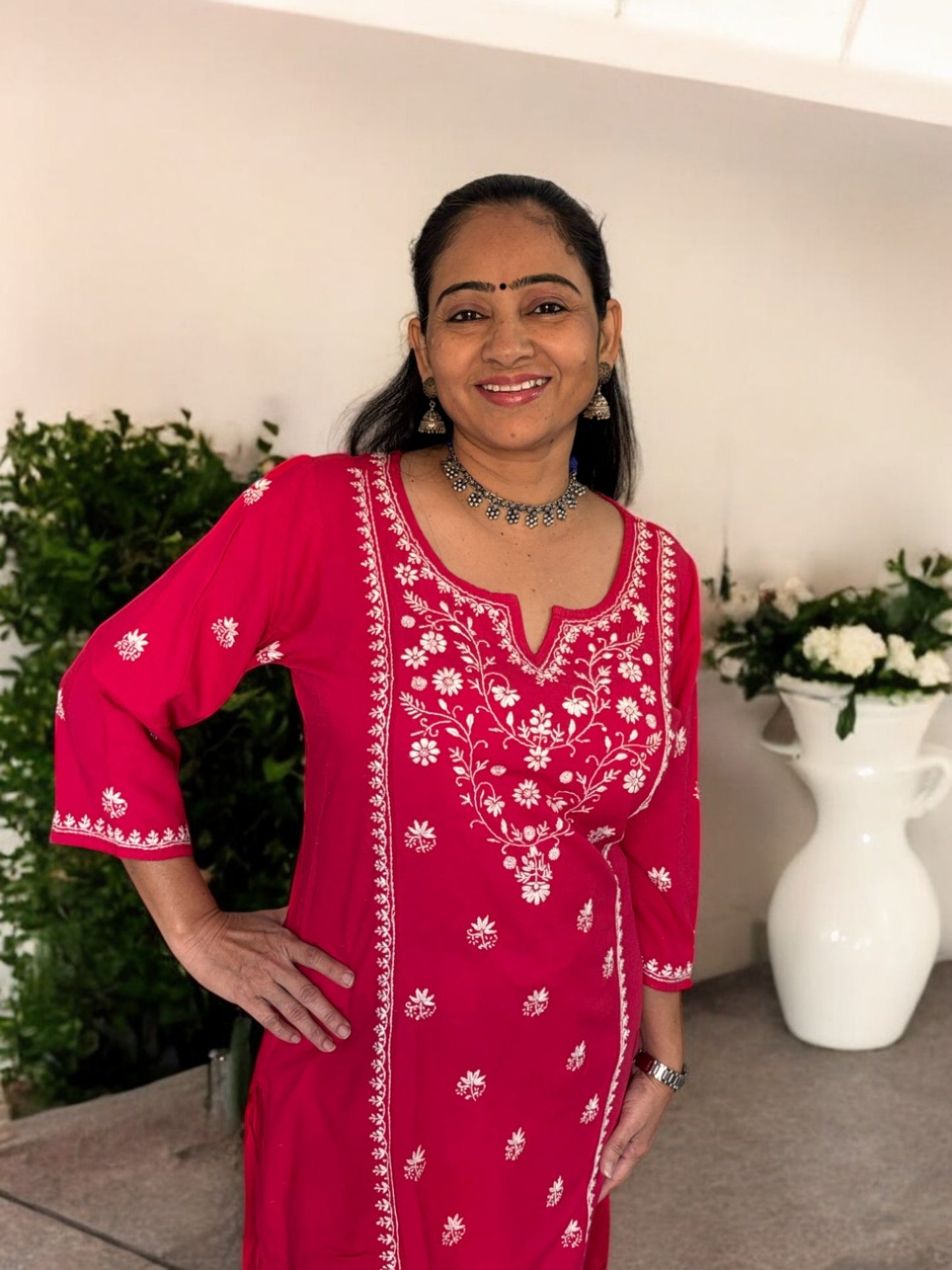 EXCLUSIVE MAGENTA PINK HANDCRAFTED KURTI