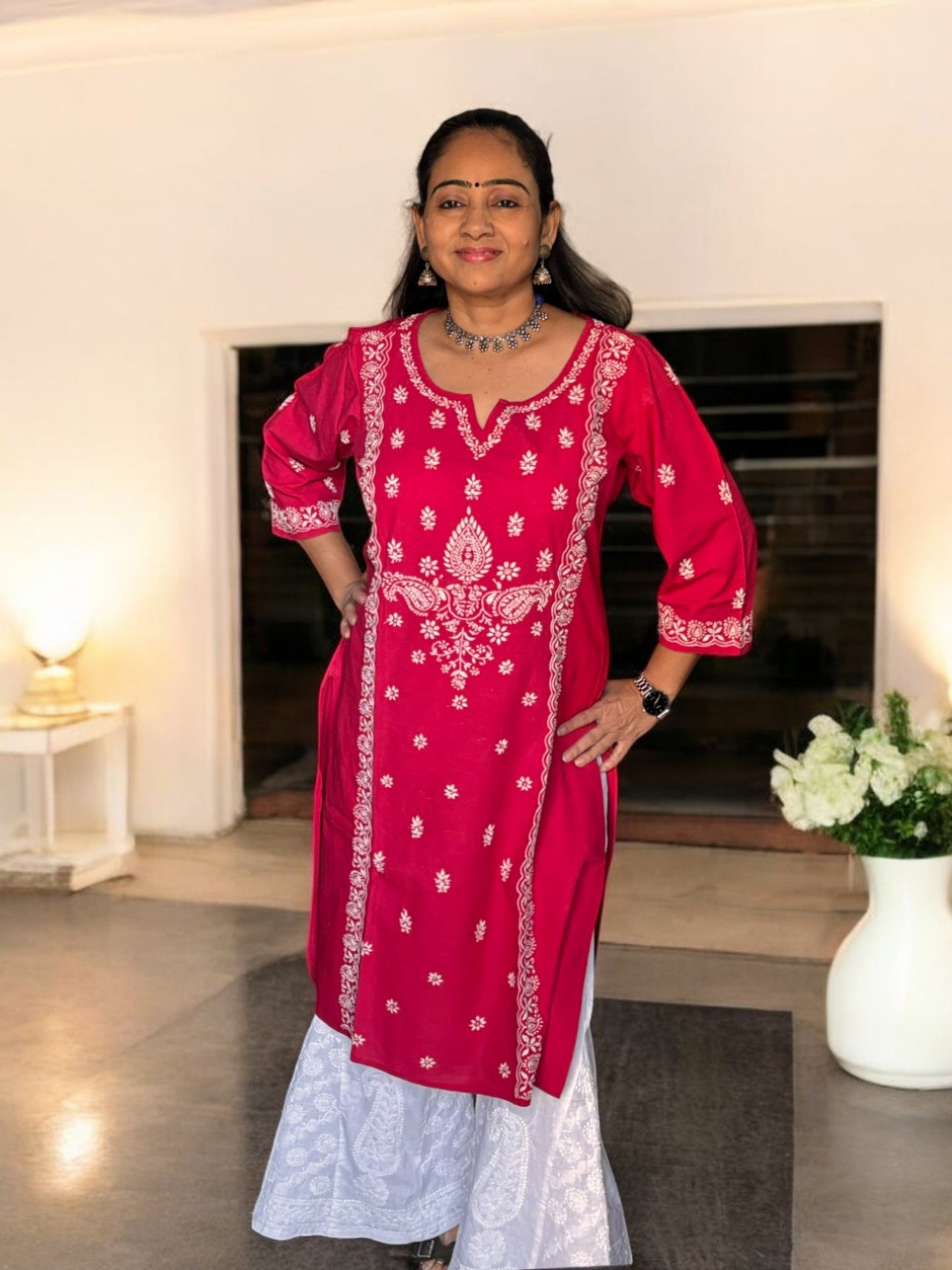 EXCLUSIVE MAGENTA PINK HANDCRAFTED KURTI