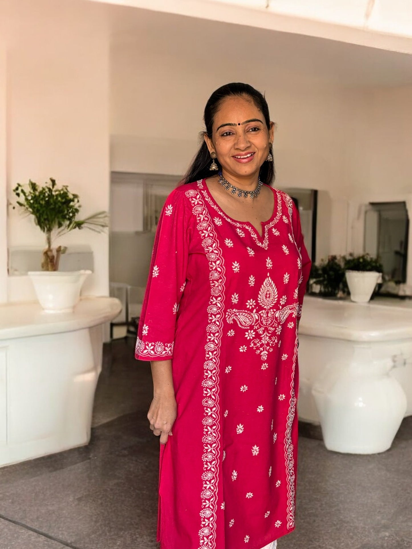 EXCLUSIVE MAGENTA PINK HANDCRAFTED KURTI