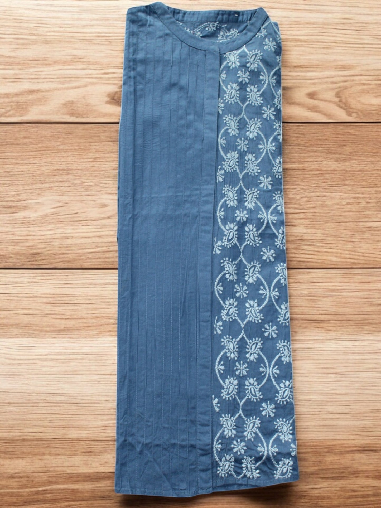 PREMIUM COTTON BLUE CHIKANKARI SHIRT
