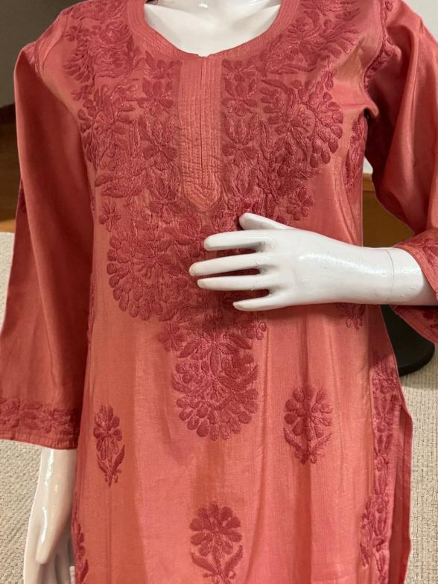 TISSUE COTTON CHIKANKARI KURTA