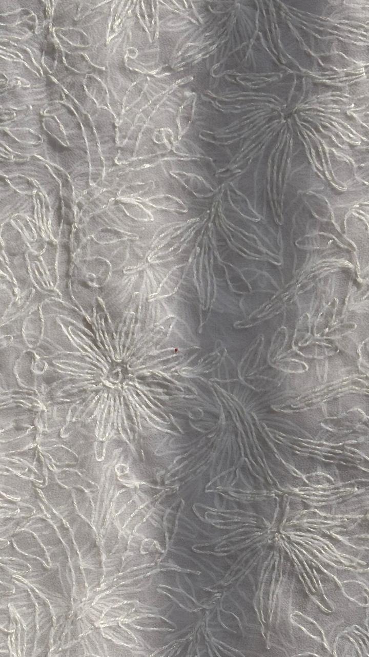 LUCKNAWI WHITE CHIKANKARI TEPCHI WORK DUPATTA