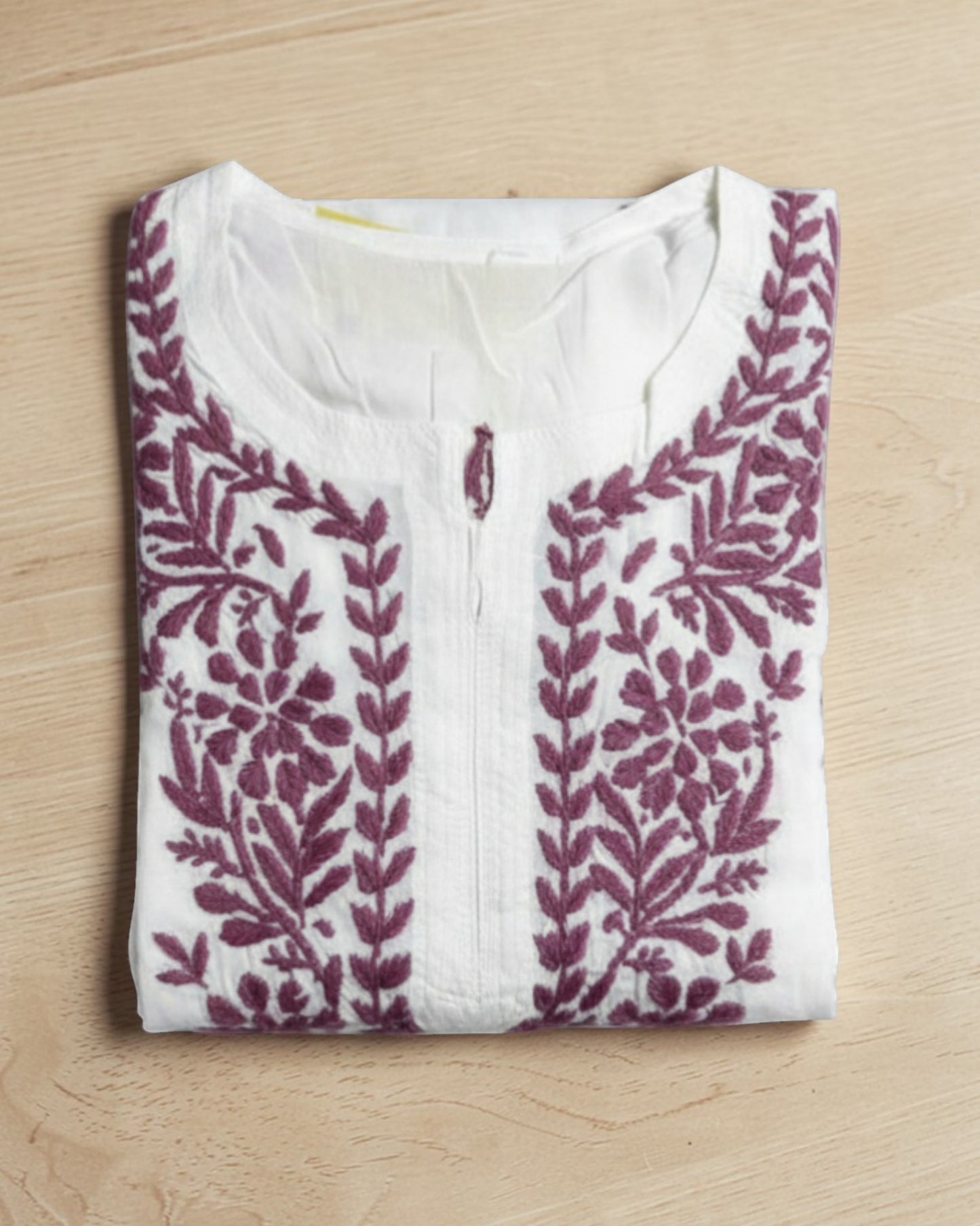 RAYON HAND-EMBROIDERED LUCKNOWI GHASPATTI CHIKANKARI KURTA