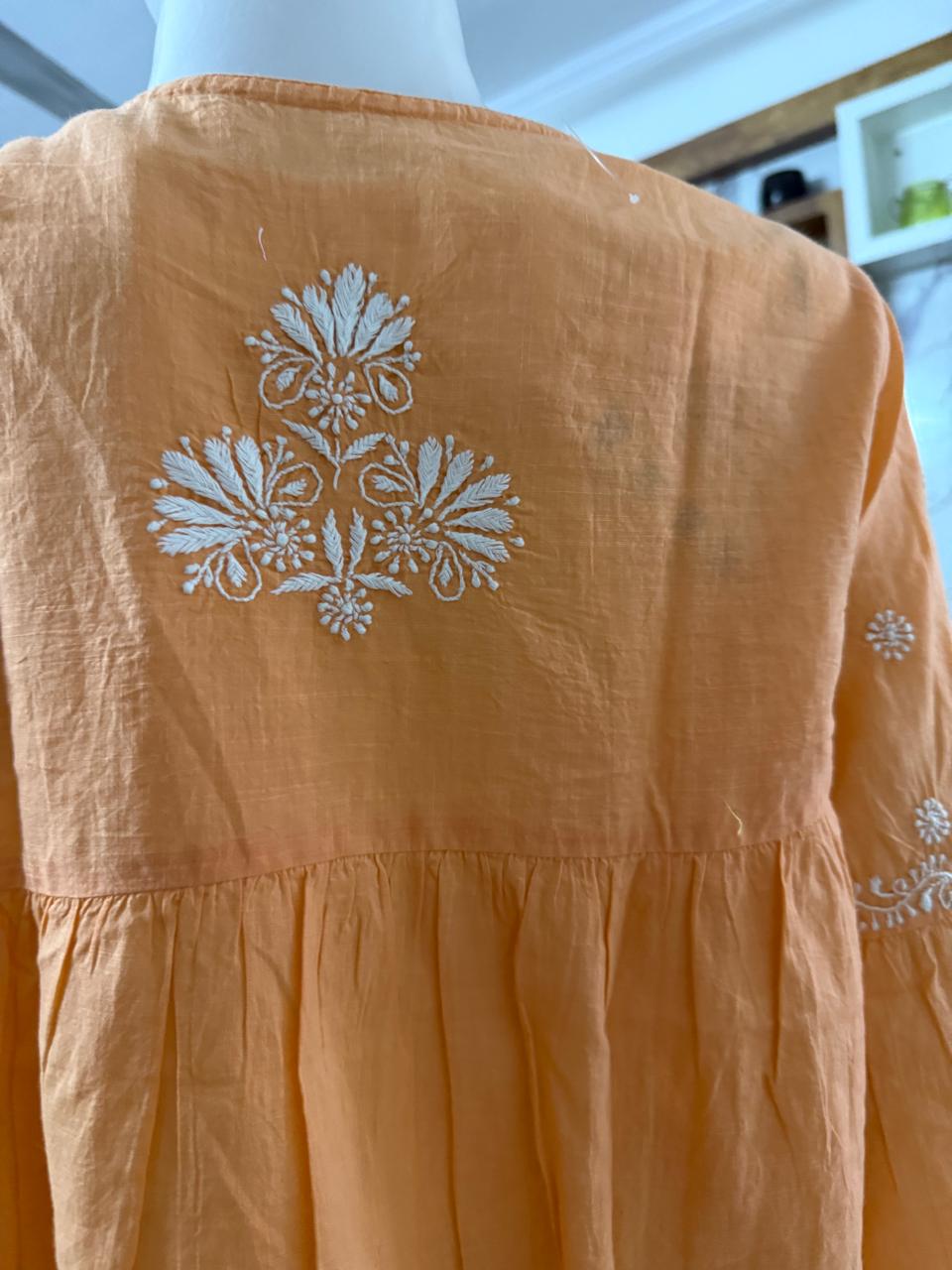 PREMIUM ORANGE COTTON SHORT KURTI