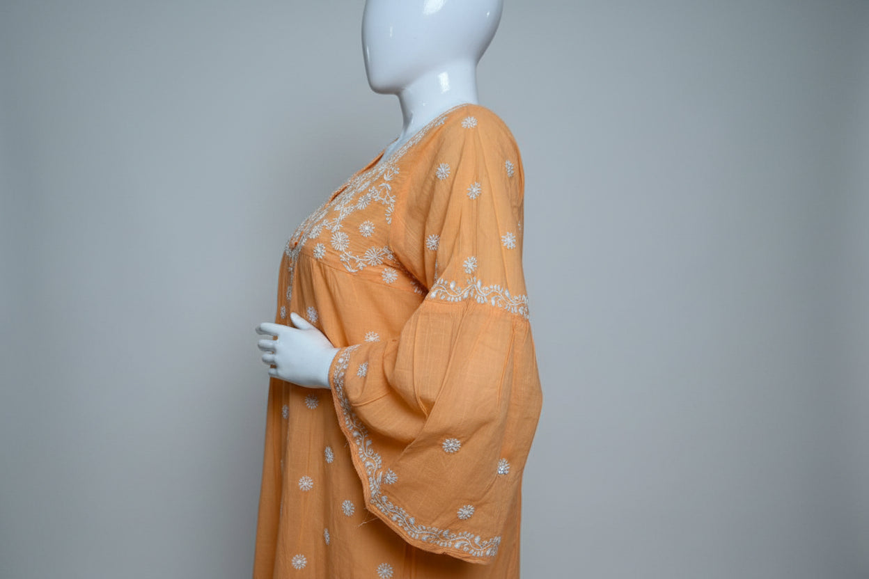 PREMIUM ORANGE COTTON SHORT KURTI