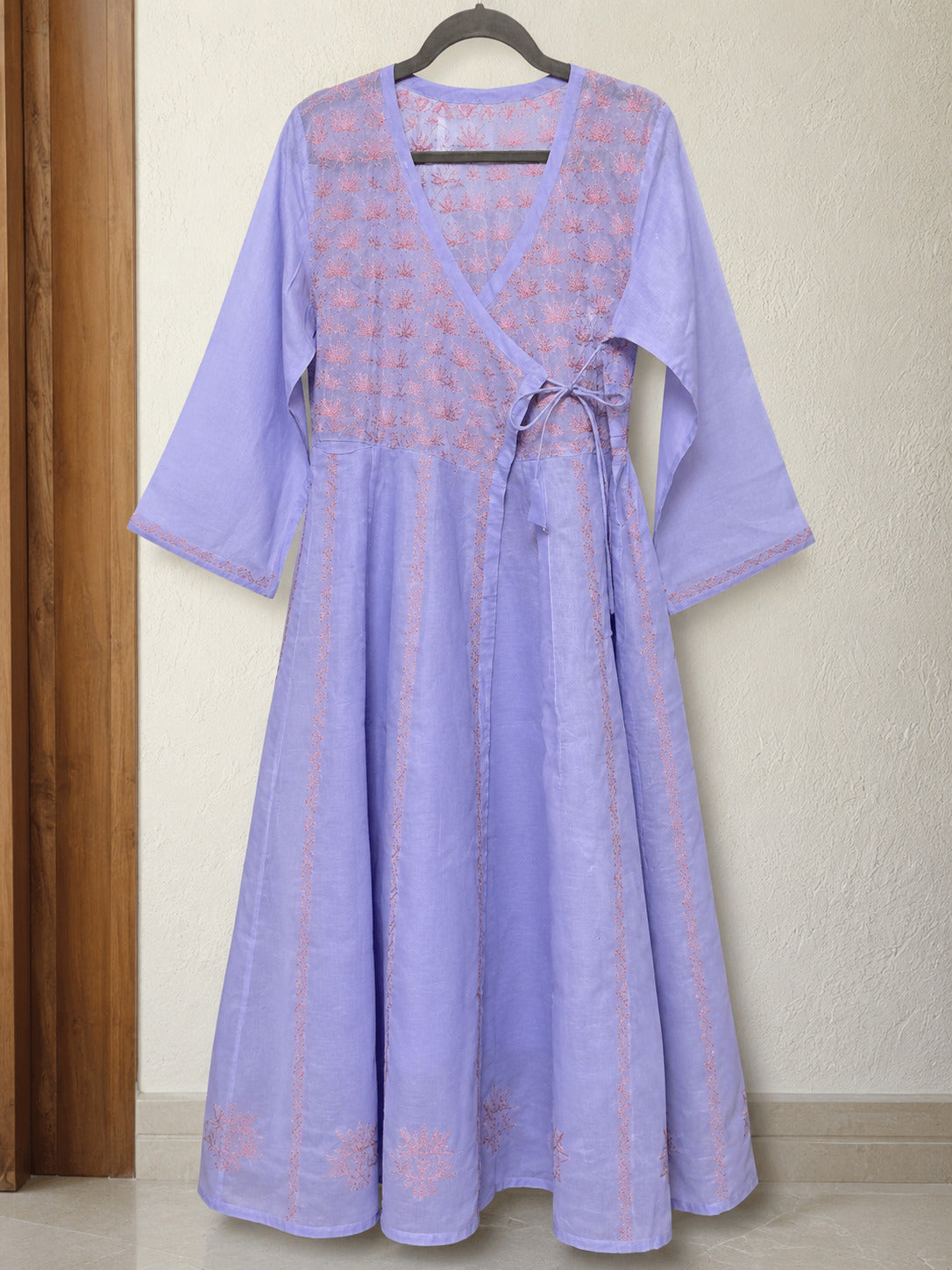 NAZAKAT ANARKALI ANGRAKHA - PURE VOILE COTTON LUCKNOWI CHIKANKARI