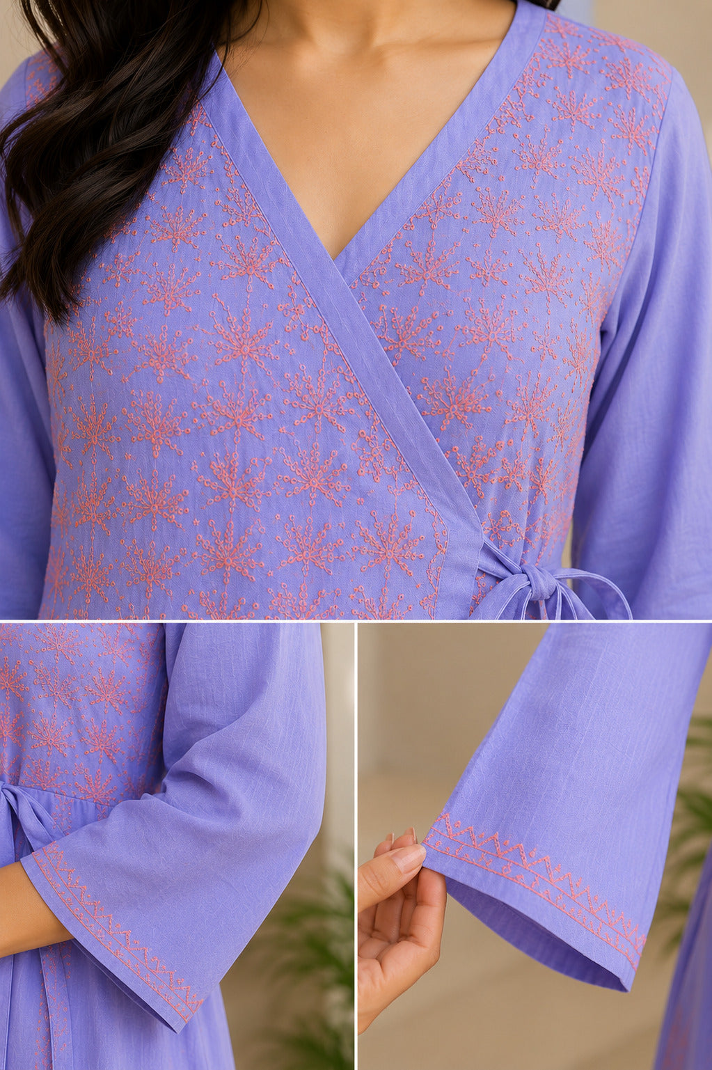 NAZAKAT ANARKALI ANGRAKHA - PURE VOILE COTTON LUCKNOWI CHIKANKARI