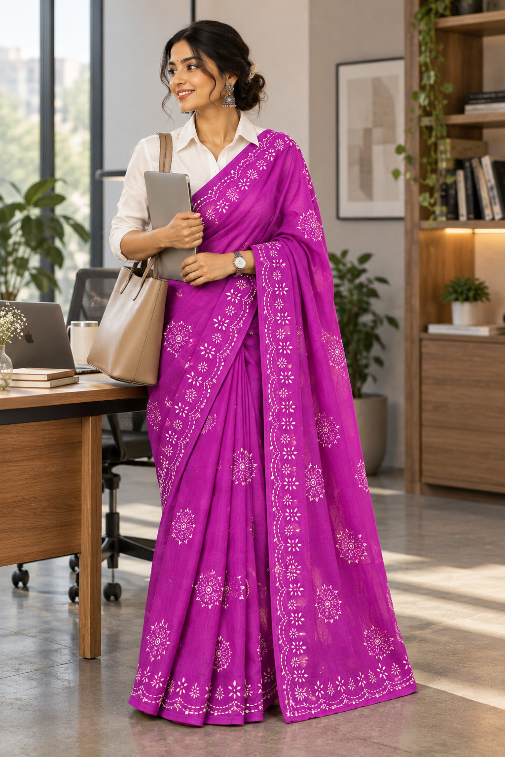PARAMPARA CHIKANKARI COTTON SAREE | HAND-EMBROIDERED LUCKNOWI