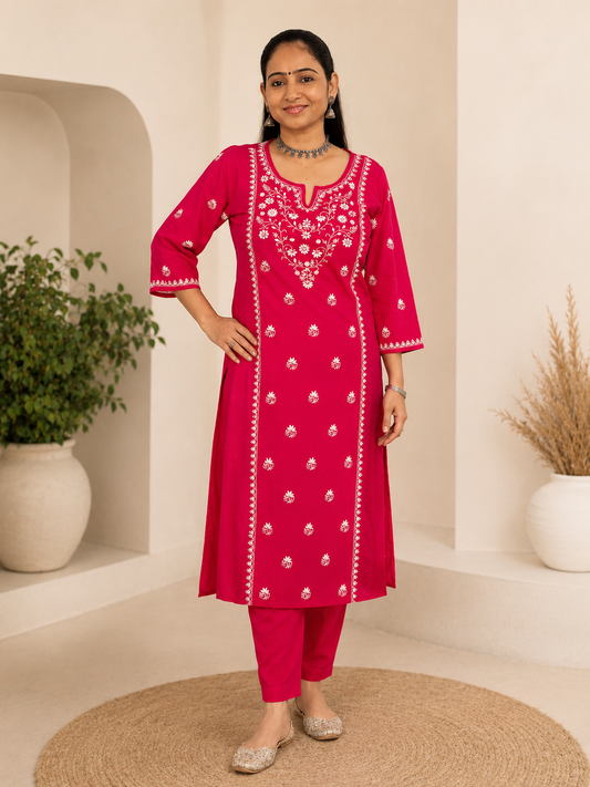 EXCLUSIVE MAGENTA PINK HANDCRAFTED  KURTI