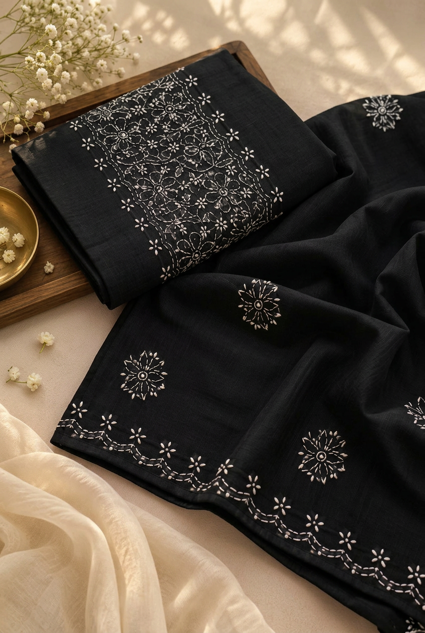 PARAMPARA VOILE COTTON CHIKANKARI SAREE