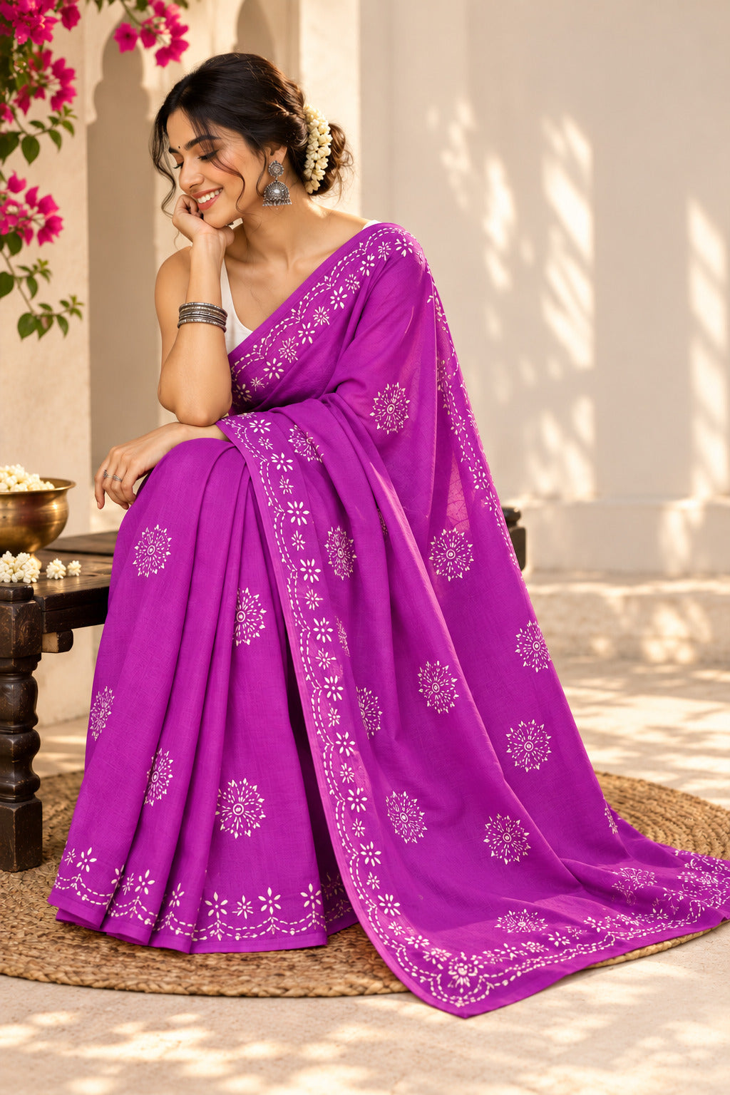 PARAMPARA CHIKANKARI COTTON SAREE | HAND-EMBROIDERED LUCKNOWI