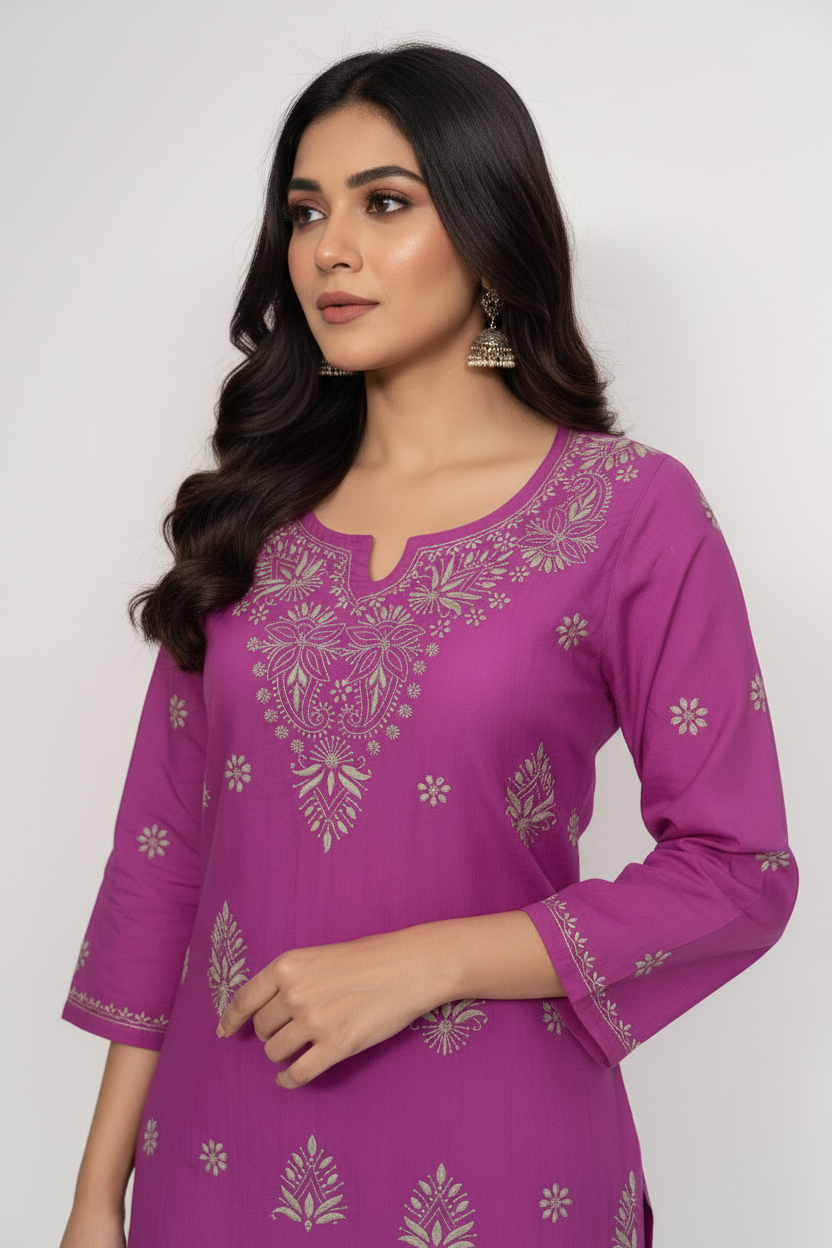 NOOR GULABI WITH GOLDEN BEIGE EMBROIDARY KURTA