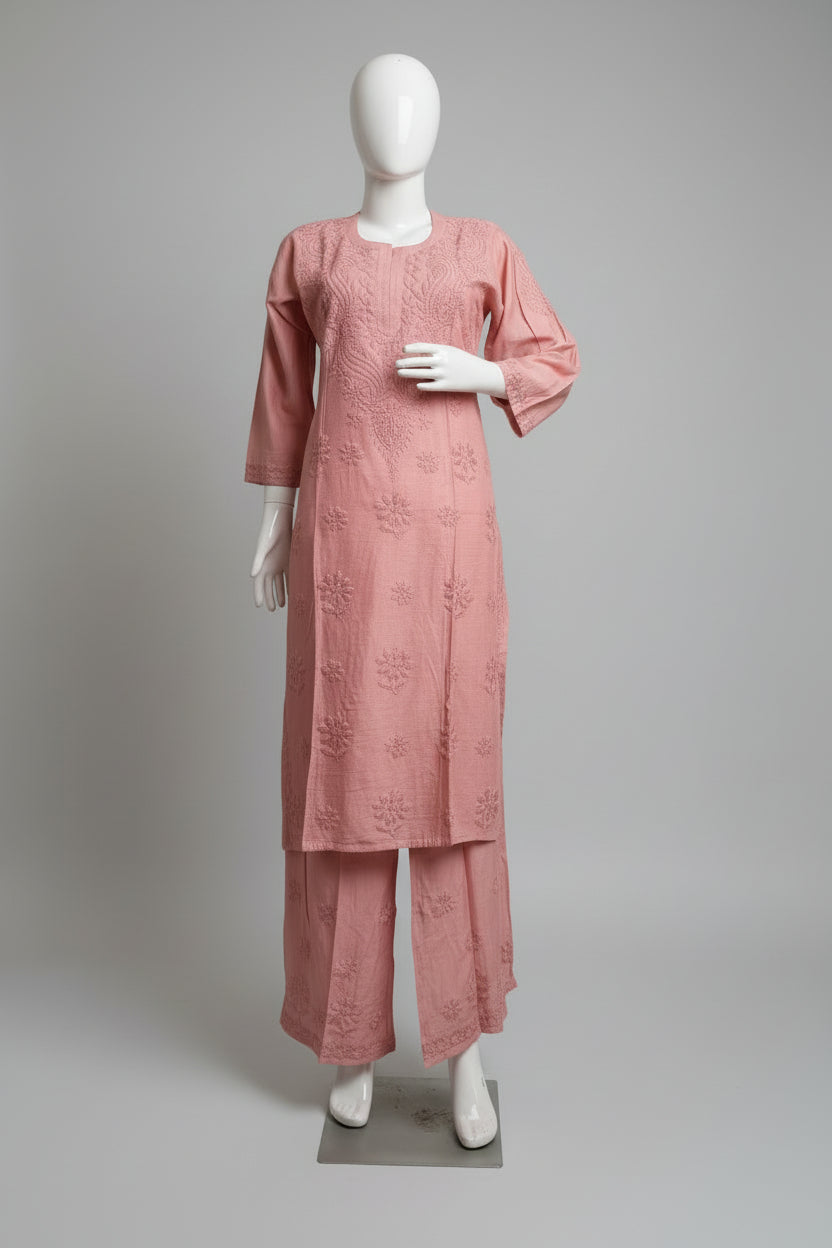 CHANDERI COTTON SUIT WITH CHIKANKARI HANDWORK