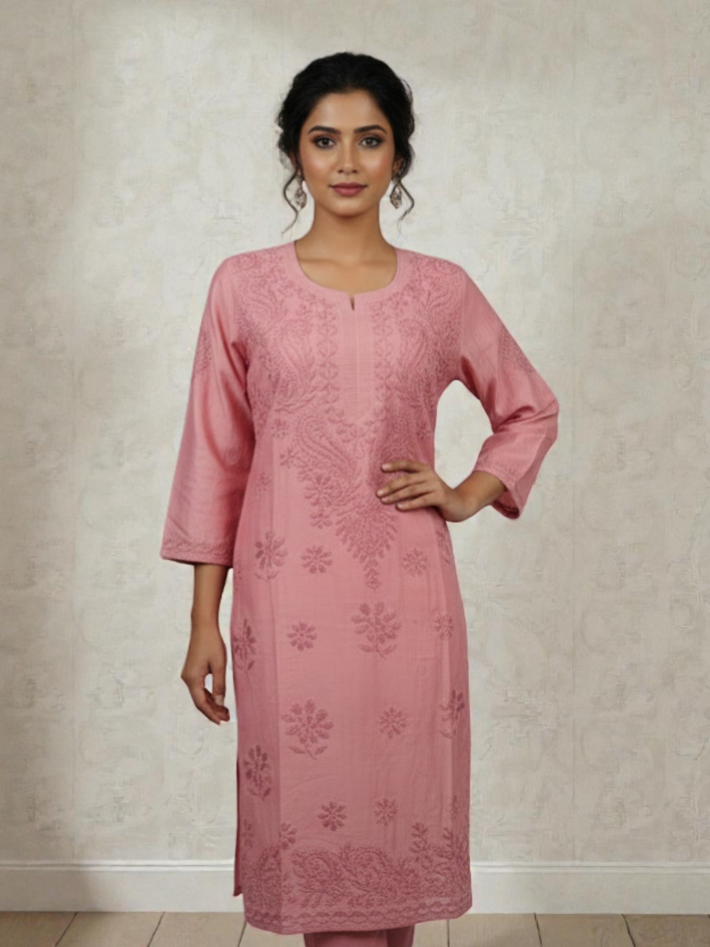 CHANDERI COTTON SUIT WITH CHIKANKARI HANDWORK