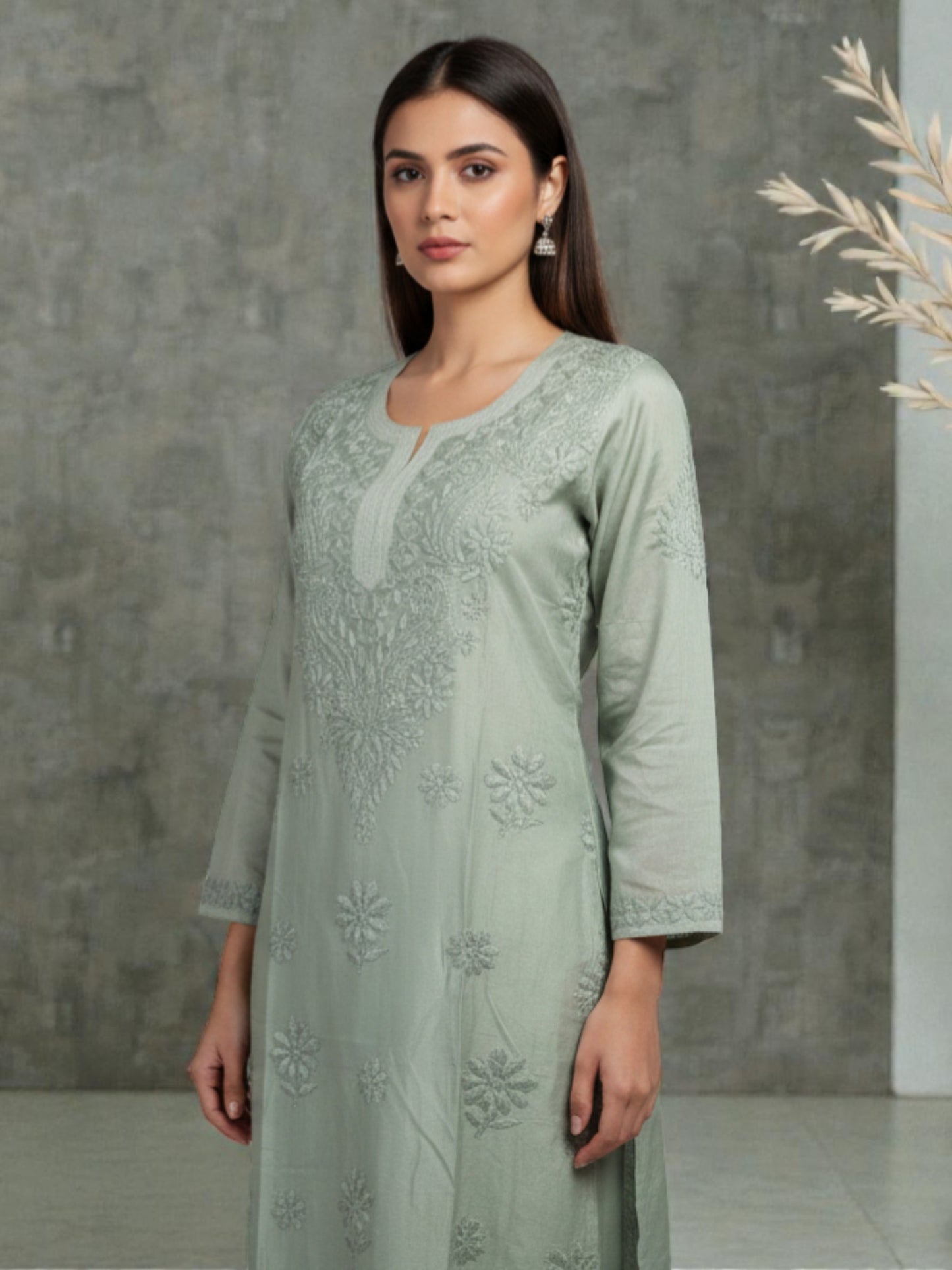 CHANDERI COTTON SUIT WITH CHIKANKARI HANDWORK