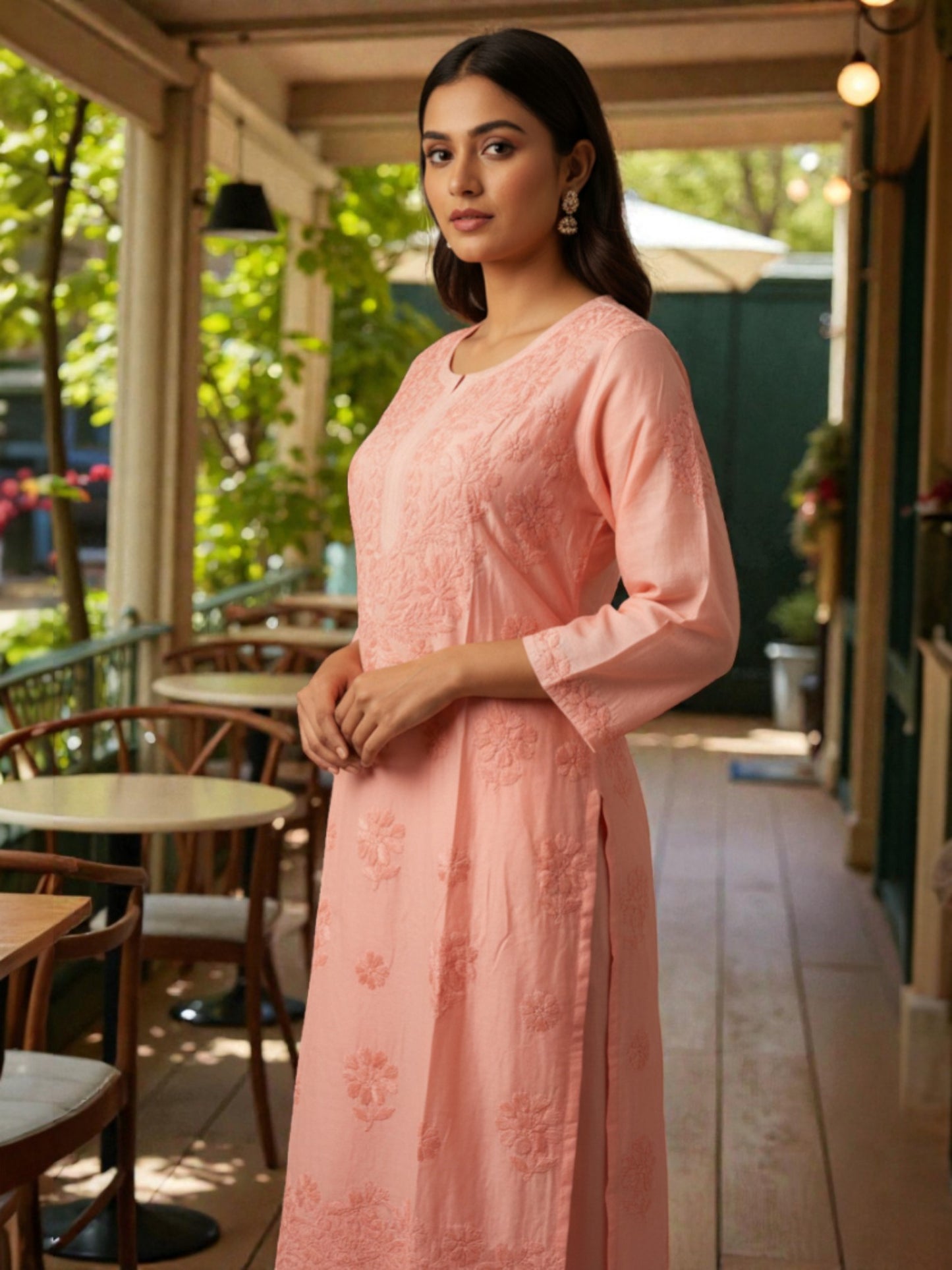 CHANDERI COTTON SUIT WITH CHIKANKARI HANDWORK