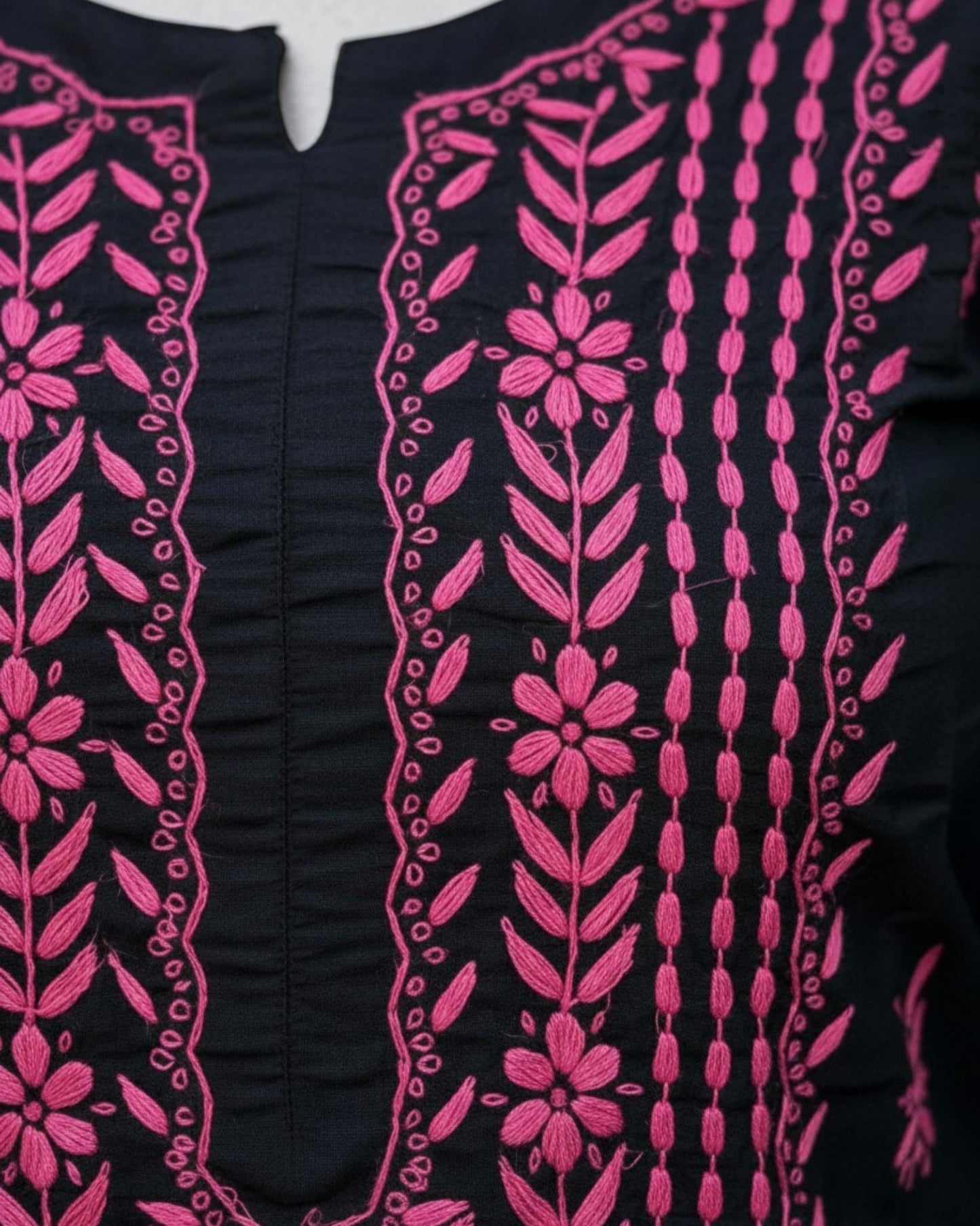 BLACK NOORI STYLE HANDCRAFTED CHIKANKARI STRAIGHT KURTI