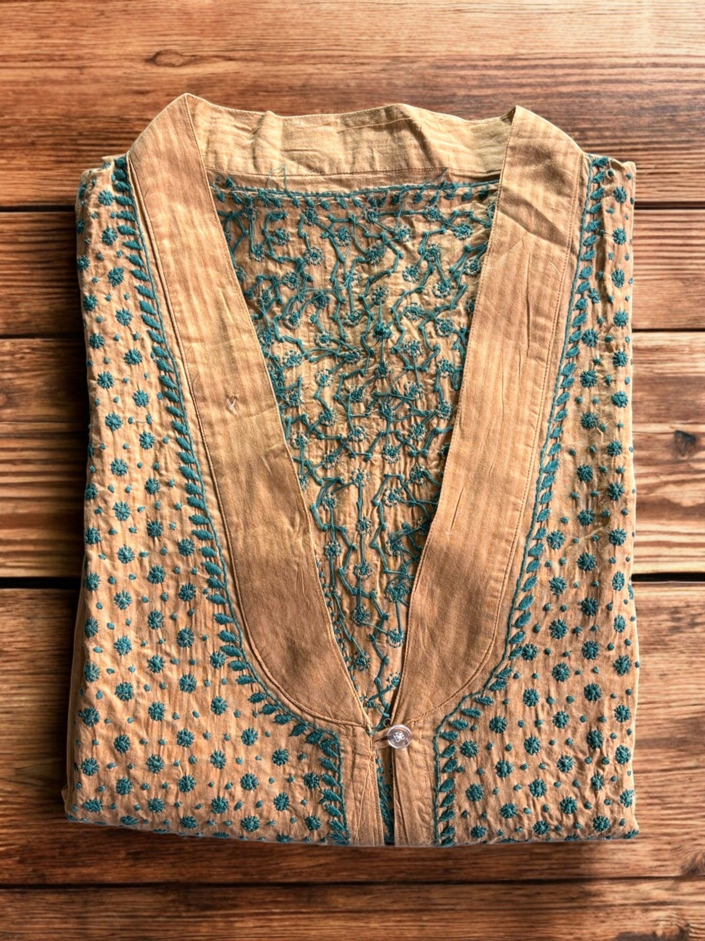 EXCLUSIVE LIGHT BROWN COLOR LONG NOORI JACKET WITH HANDCRAFTED CHIKANKARI