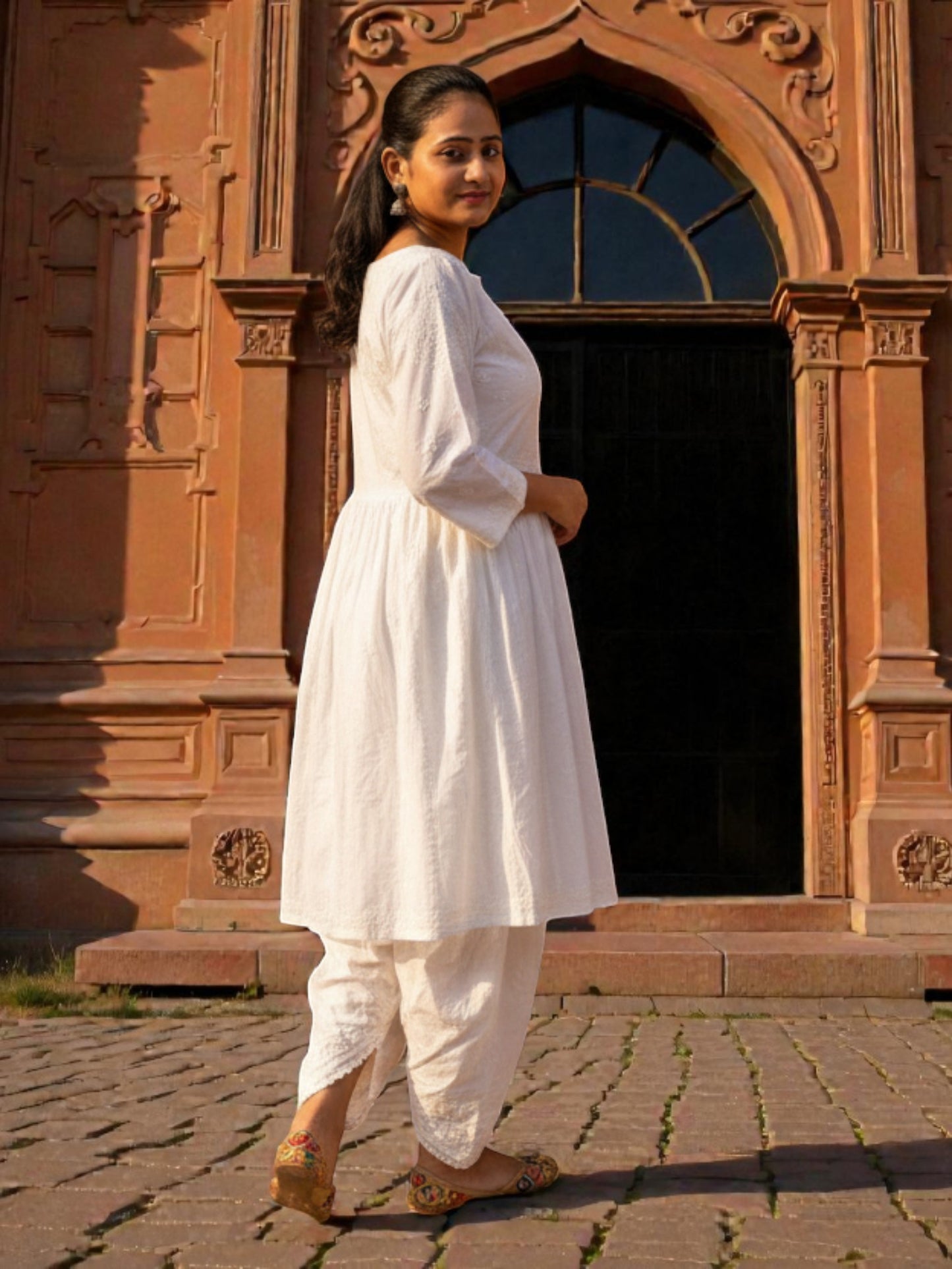 WHITE PREMIUM COTTON HANDCRFTED  KURTI