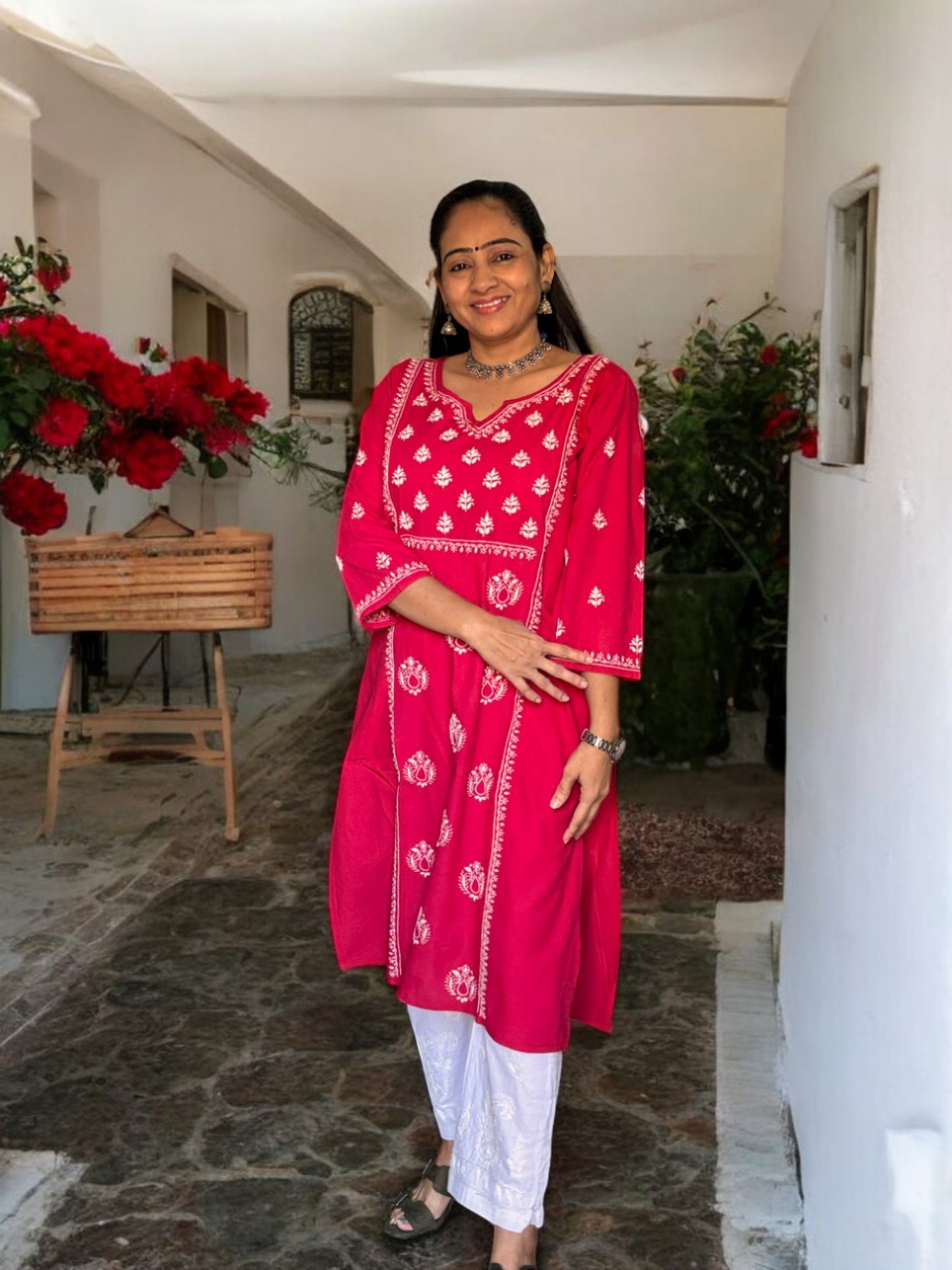 EXCLUSIVE MAGENTA PINK HANDCRAFTED KURTI