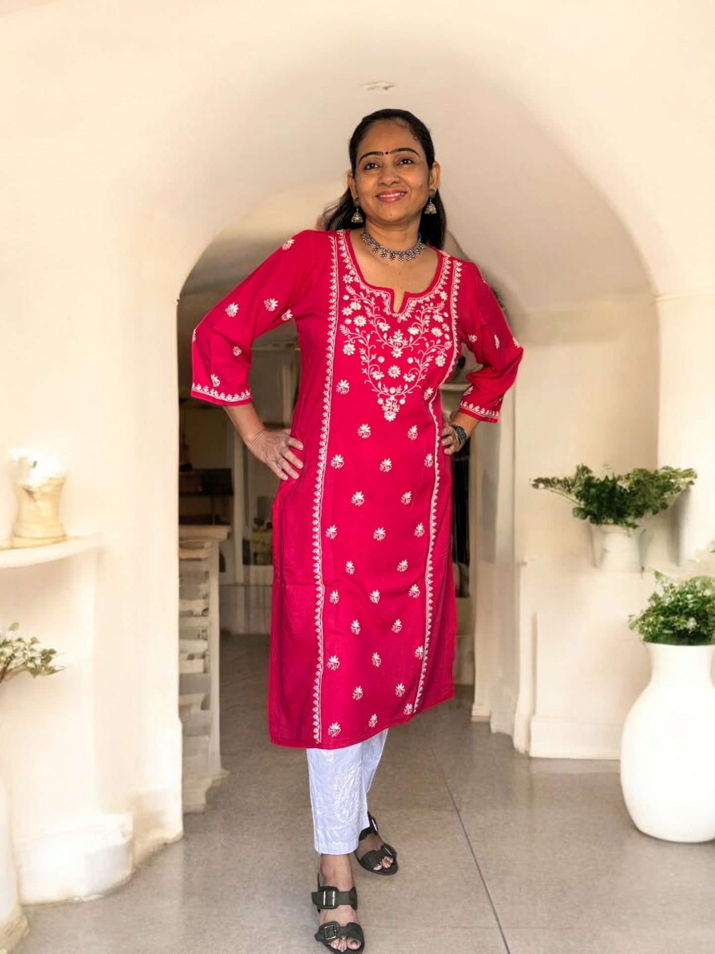 EXCLUSIVE MAGENTA PINK HANDCRAFTED  KURTI