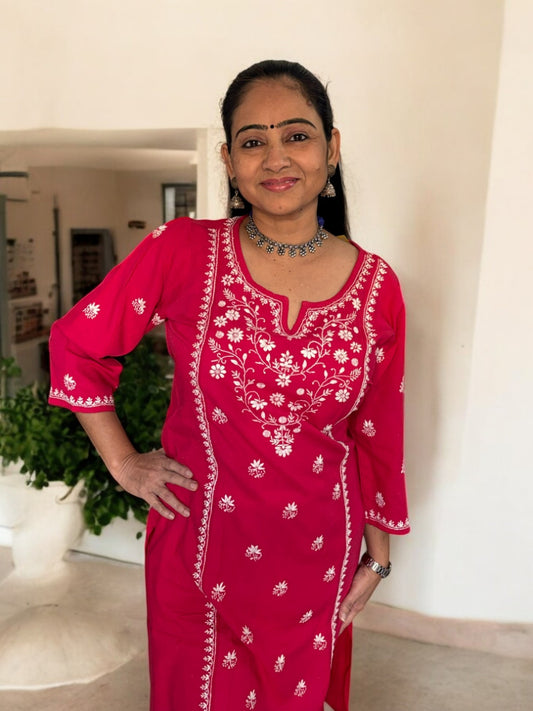 EXCLUSIVE MAGENTA PINK HANDCRAFTED  KURTI