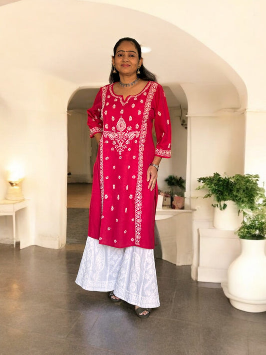 EXCLUSIVE MAGENTA PINK HANDCRAFTED KURTI