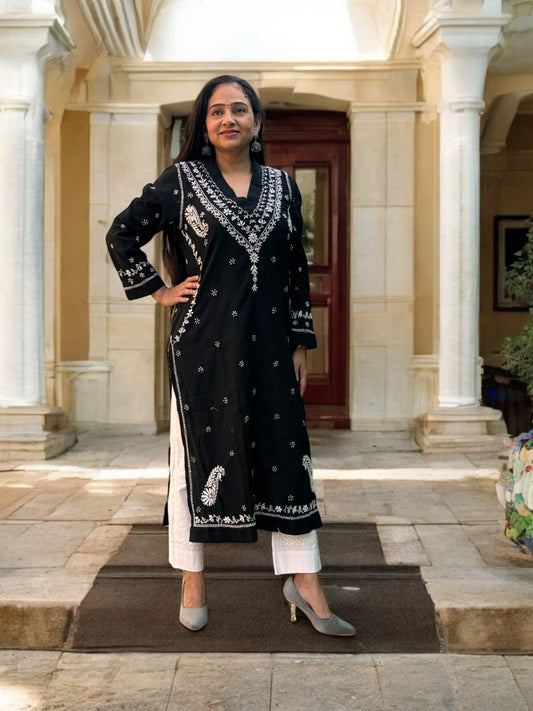ELEGANT BLACK CHIKANKARI NOORI WITH HEAVY EMBROIDERY