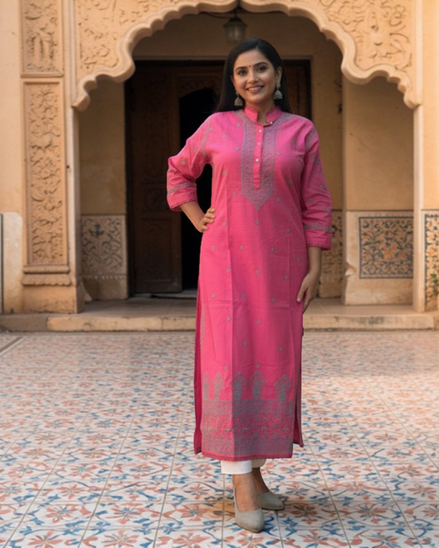 ROSE NOORI  WITH BLUE EMBROIDERY