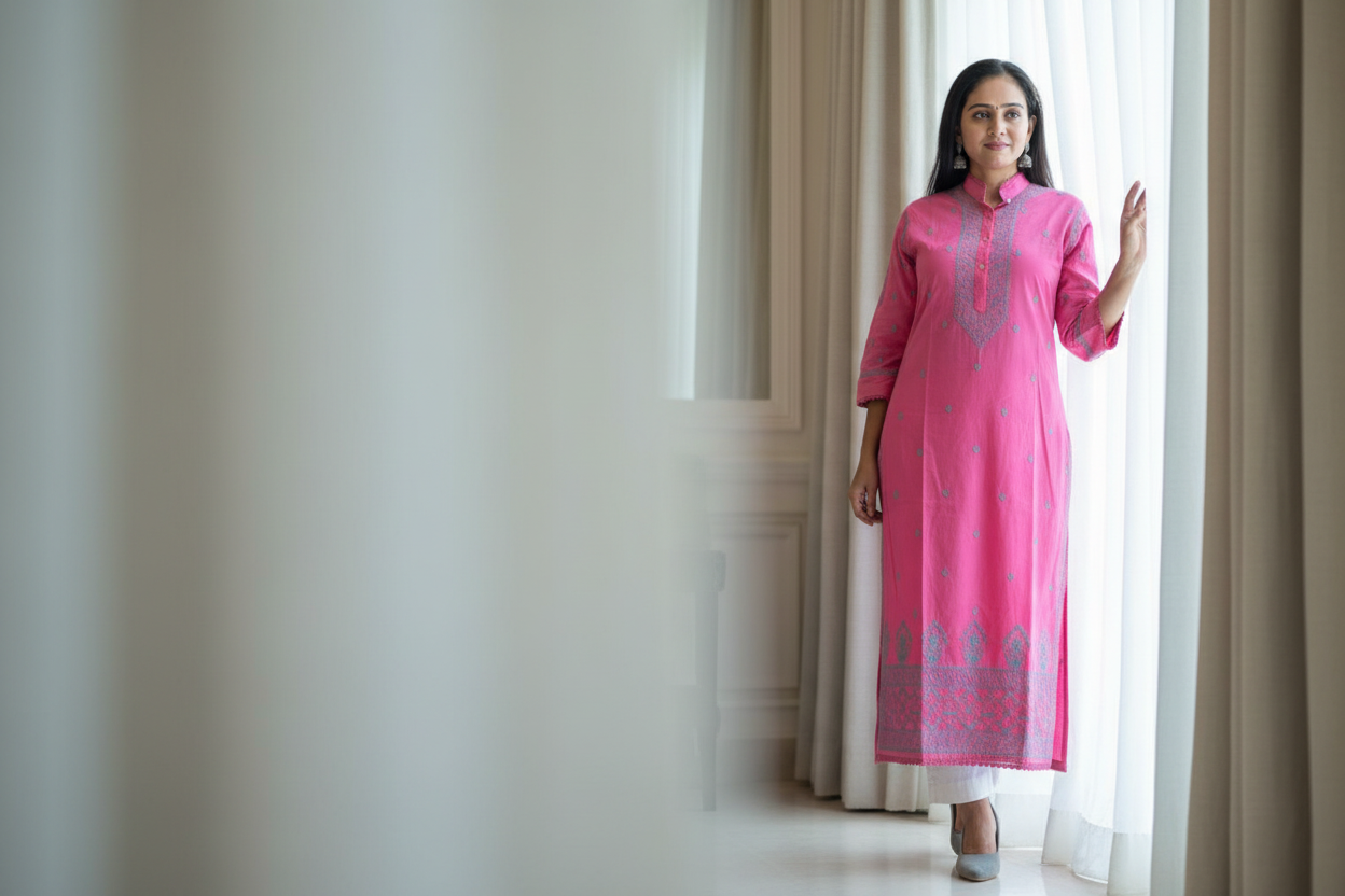 ROSE NOORI  WITH BLUE EMBROIDERY