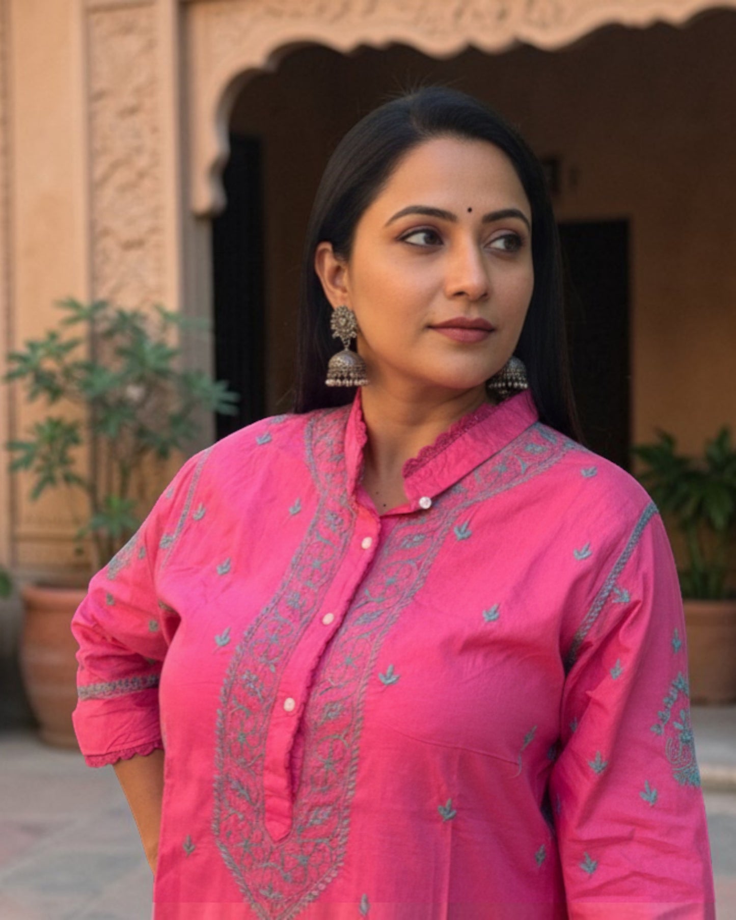 ROSE NOORI  WITH BLUE EMBROIDERY