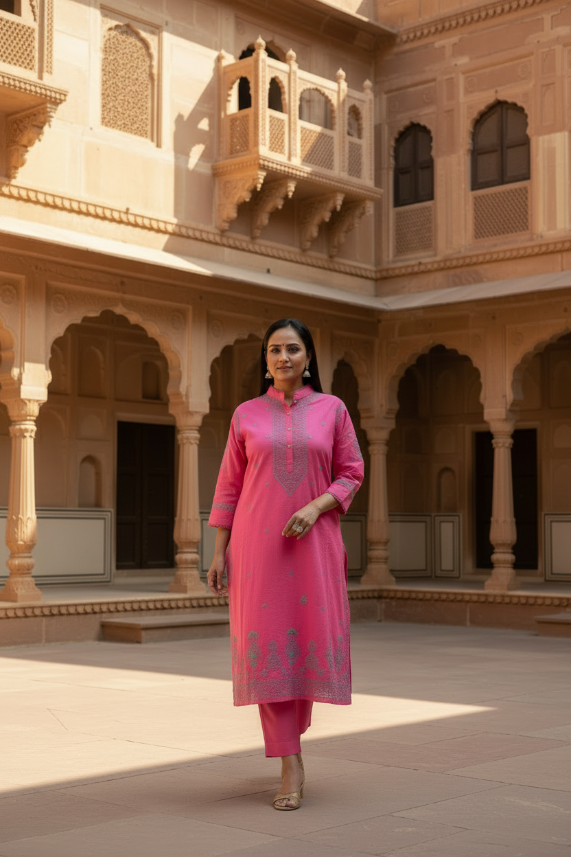 ROSE NOORI  WITH BLUE EMBROIDERY