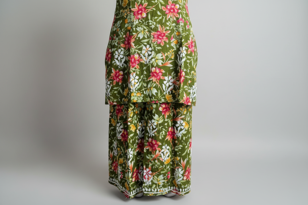 PRINTED MUL COTTON CHIKANKARI SUIT SET | KURTA WITH MATCHING BOTTOM
