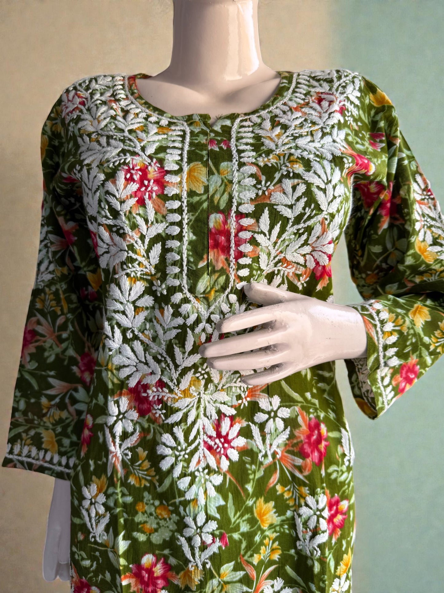PRINTED MUL COTTON CHIKANKARI SUIT SET | KURTA WITH MATCHING BOTTOM