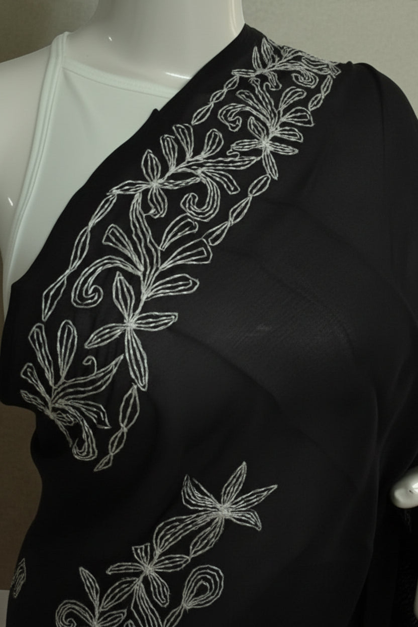 CHIKANKARI GEORGETTE HANDCRAFTED LUCKNOWI  SAREE
