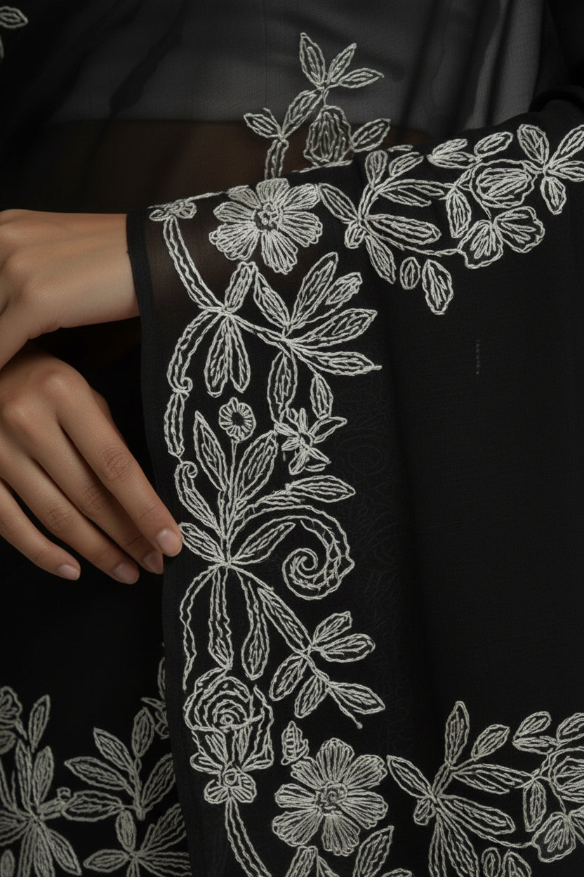 CHIKANKARI GEORGETTE HANDCRAFTED LUCKNOWI  SAREE