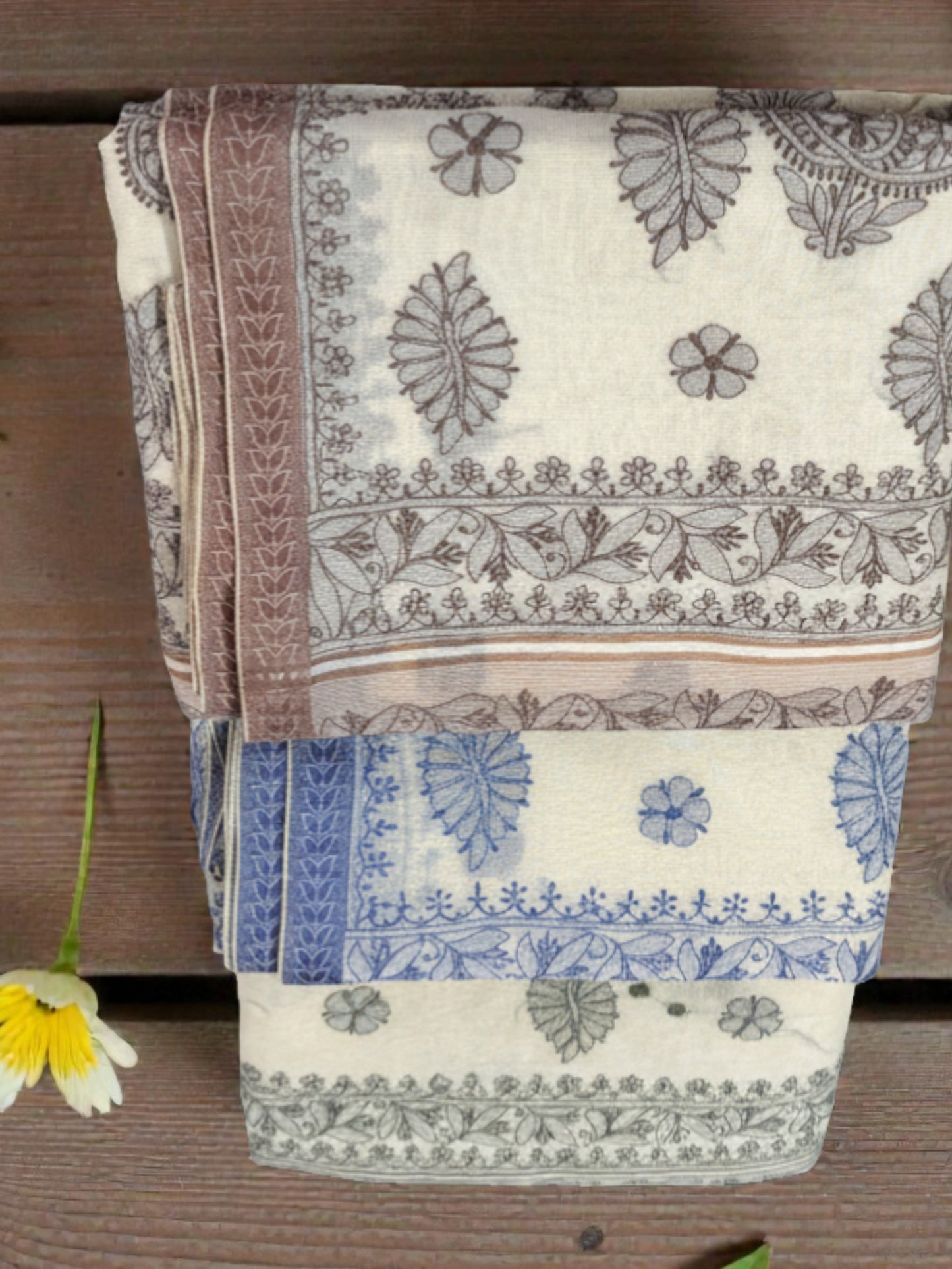 ELEGANT SUPER NET CHIKANKARI SAREE -BLUE