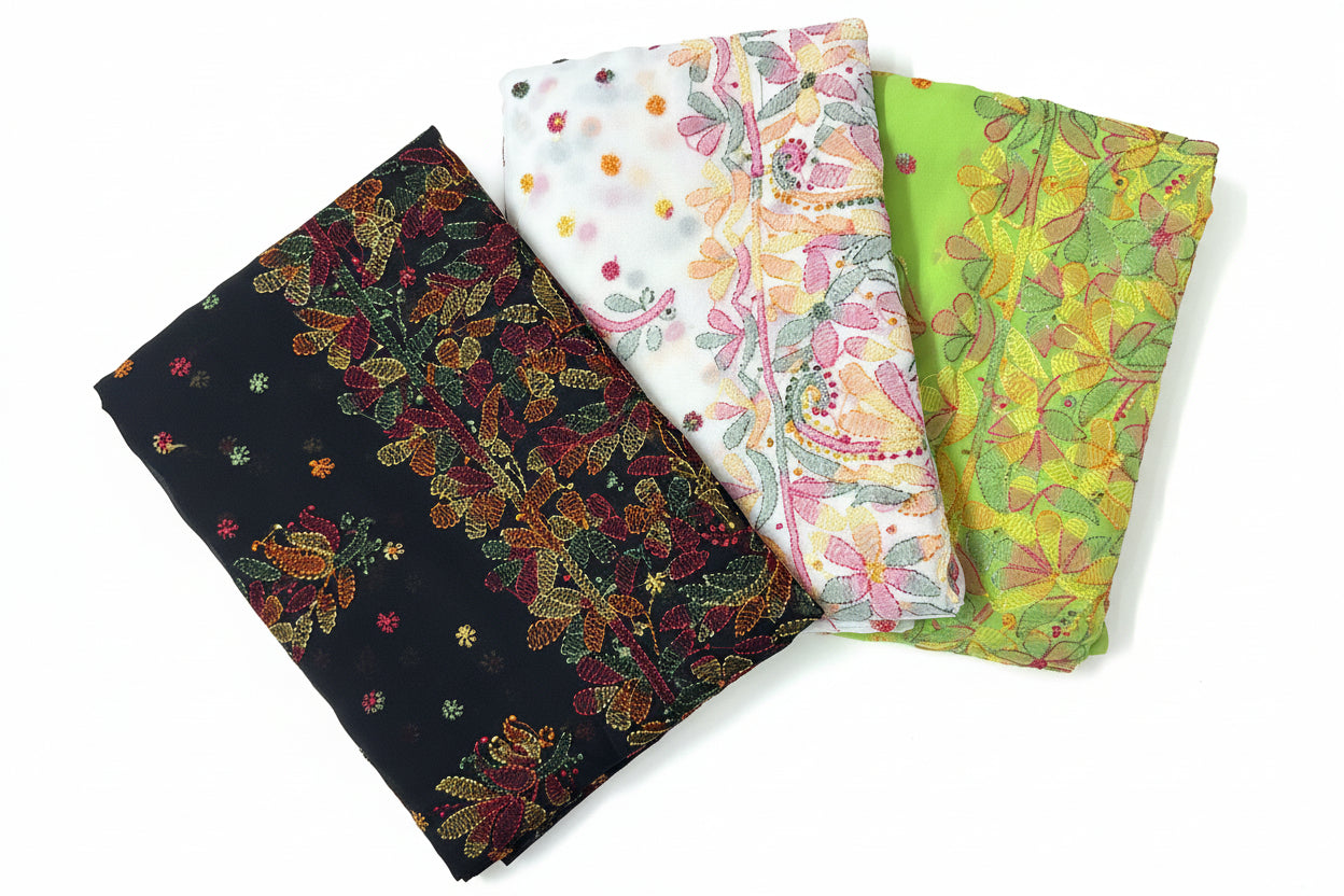 VISCOSE HANDCRAFTED CHIKANAKRI SAREE