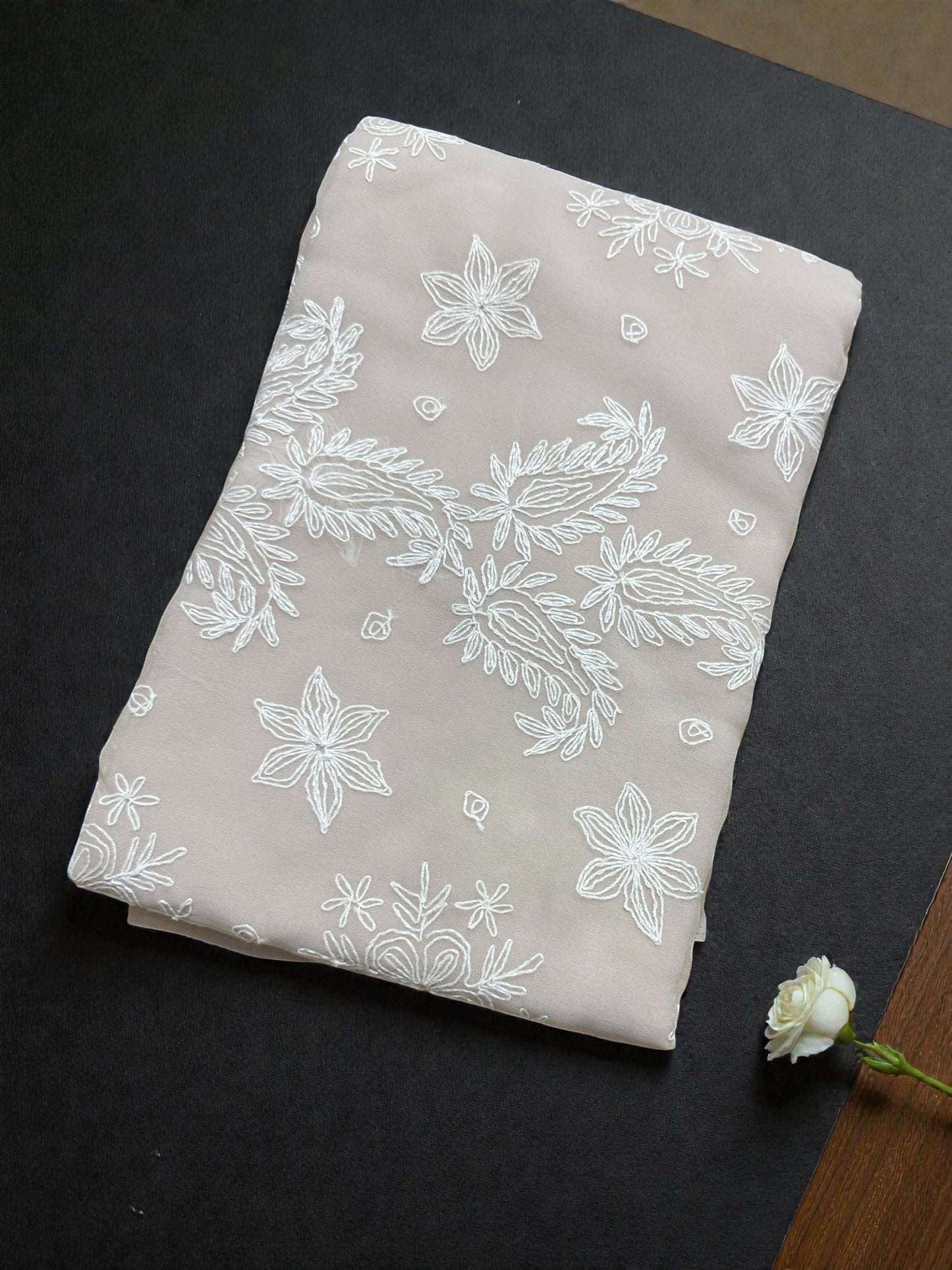 CHIKANKARI GEORGETTE HANDCRAFTED LUCKNOWI  SAREE