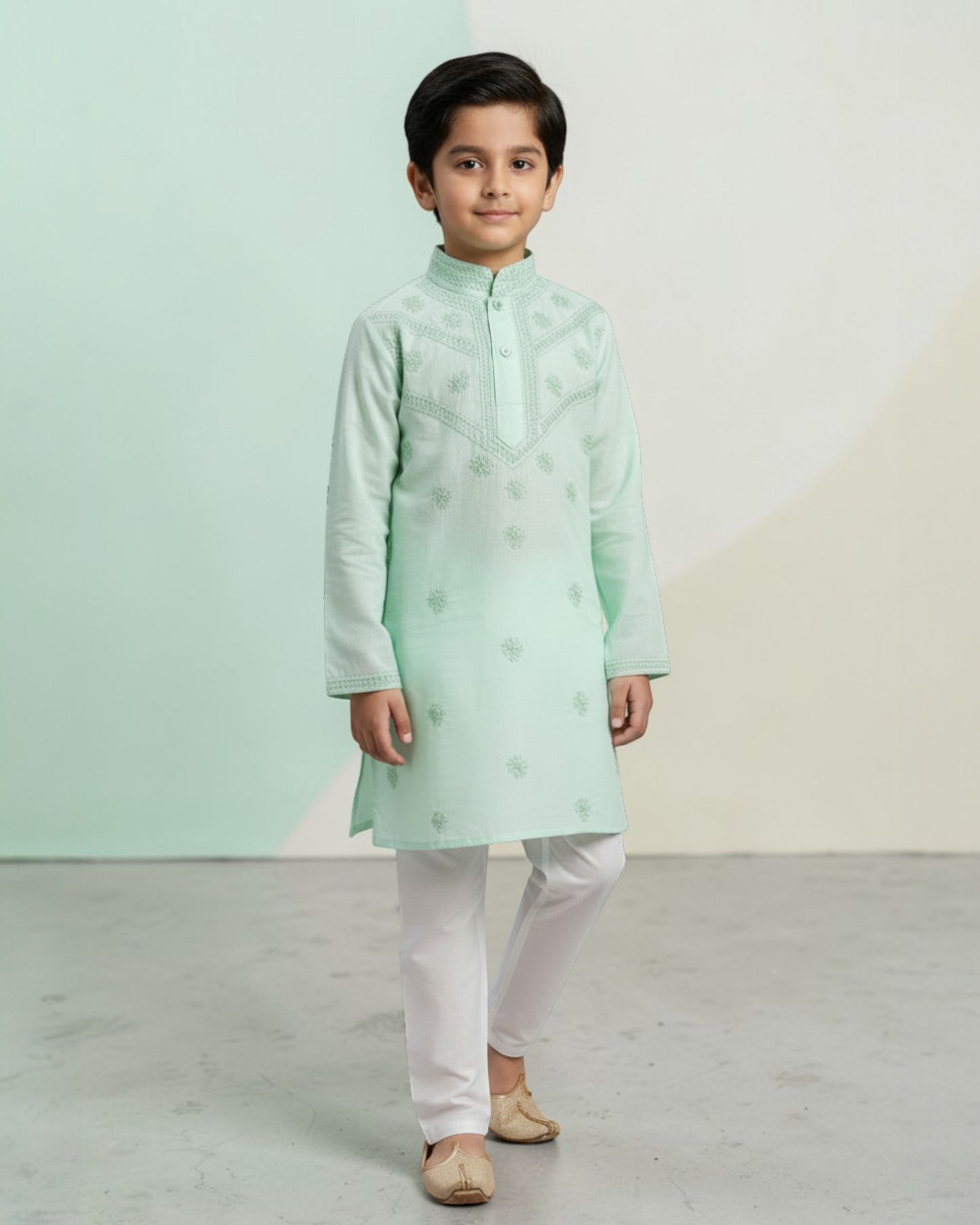 BOYS LUCKNOWI CHIKANKARI KURTA PAJAMA SET