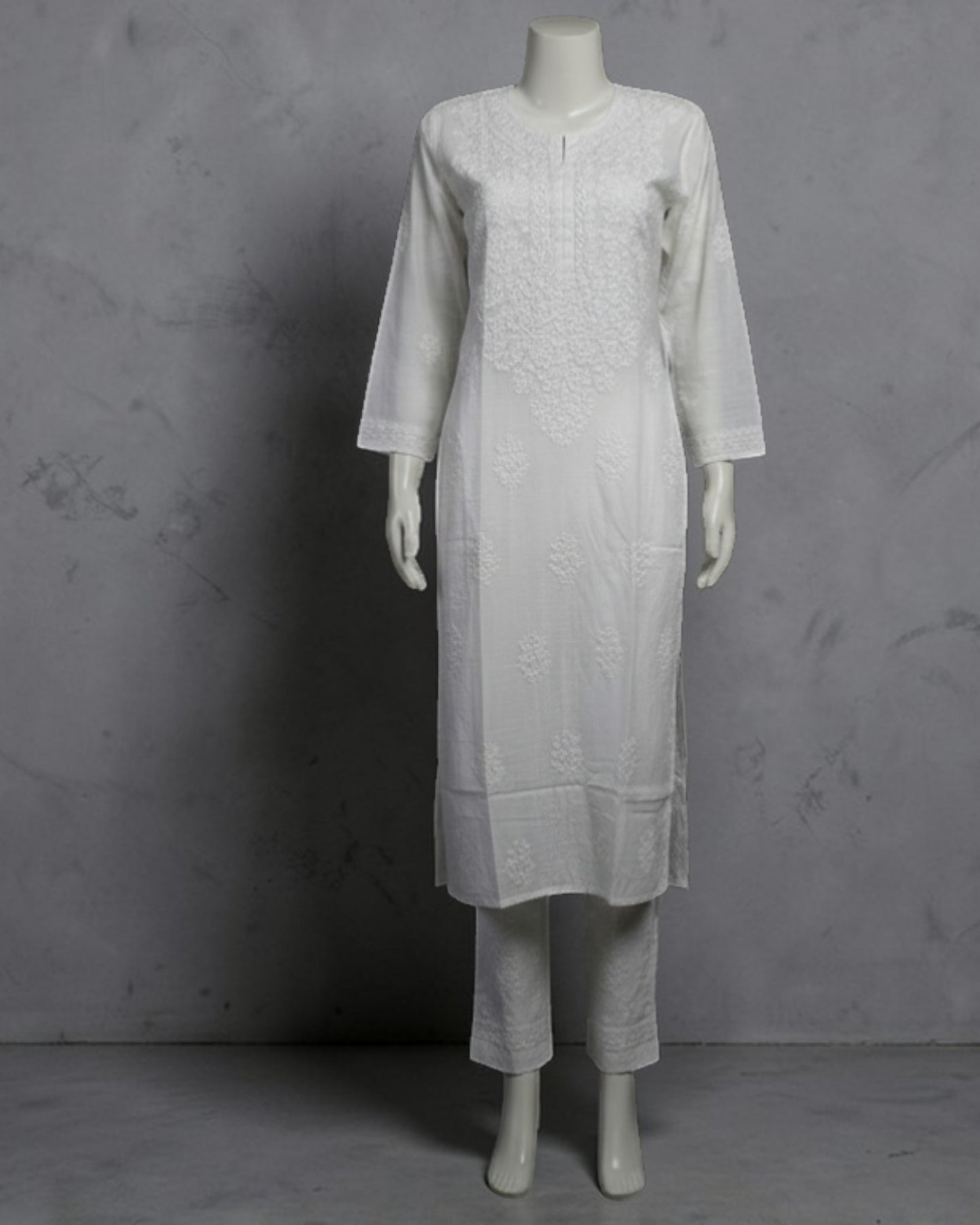 WHITE PREMIUM CHANDERI  COTTON KUTI SHADOW WORK