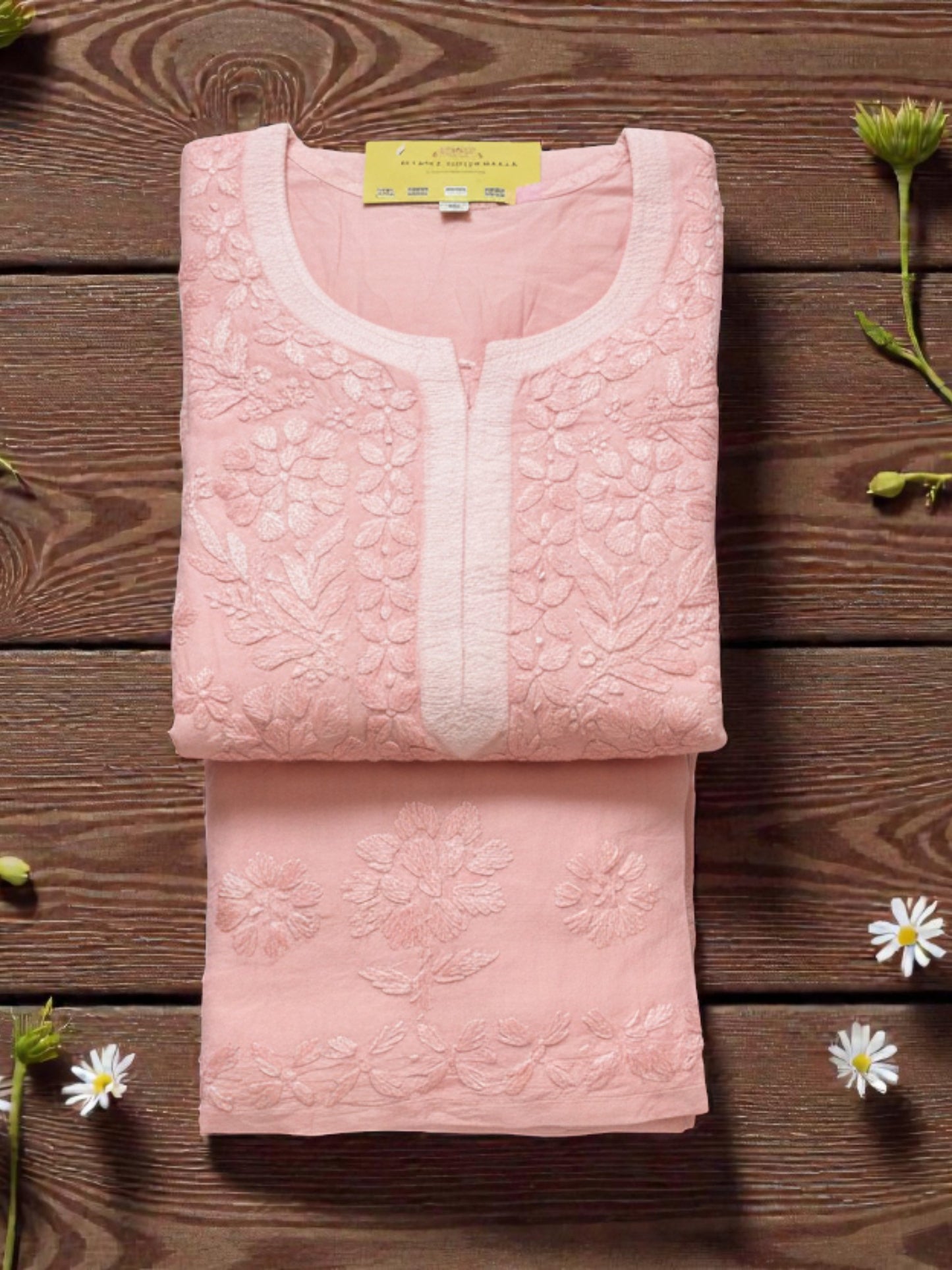CHANDERI COTTON SUIT WITH CHIKANKARI HANDWORK