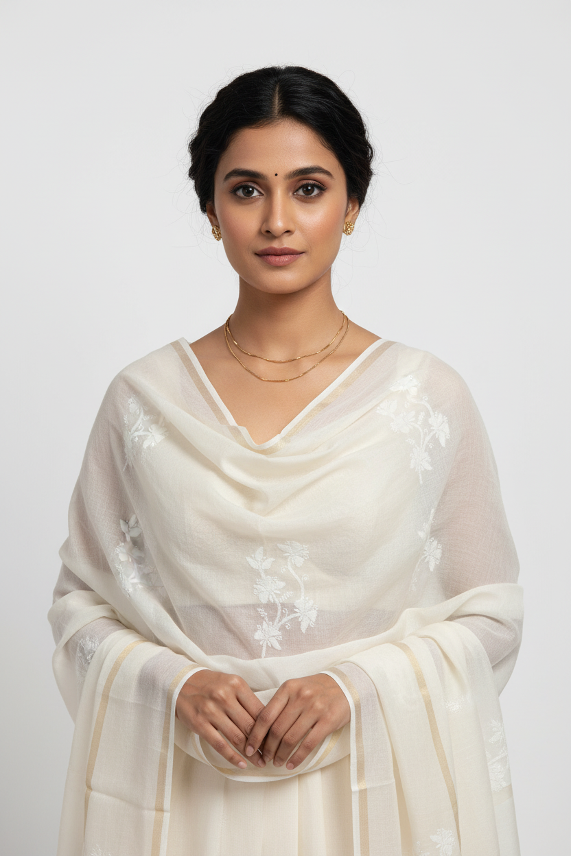 PREMIUM CHNADERI COTTON CHIKANKARI DUPATTA
