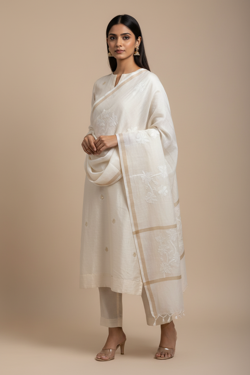 PREMIUM CHNADERI COTTON CHIKANKARI DUPATTA