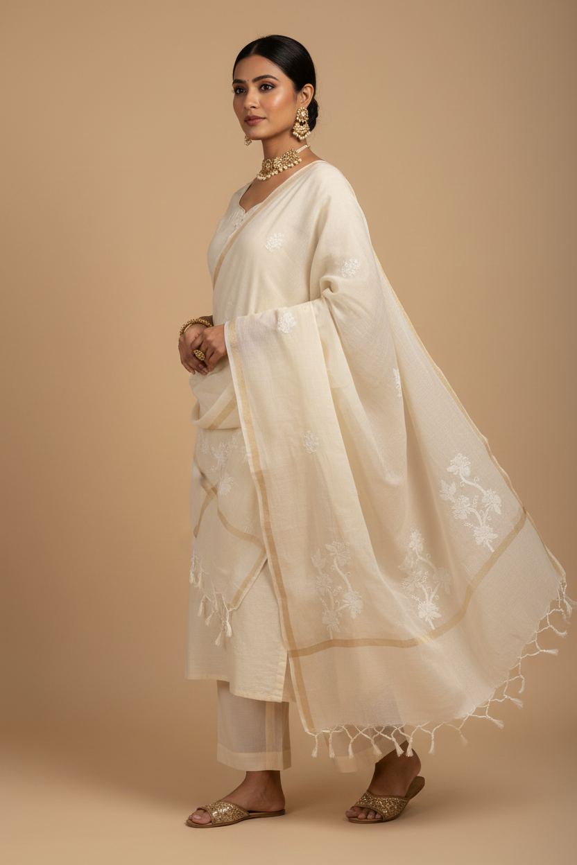 PREMIUM CHNADERI COTTON CHIKANKARI DUPATTA