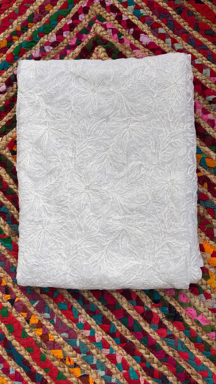 LUCKNAWI WHITE CHIKANKARI TEPCHI WORK DUPATTA